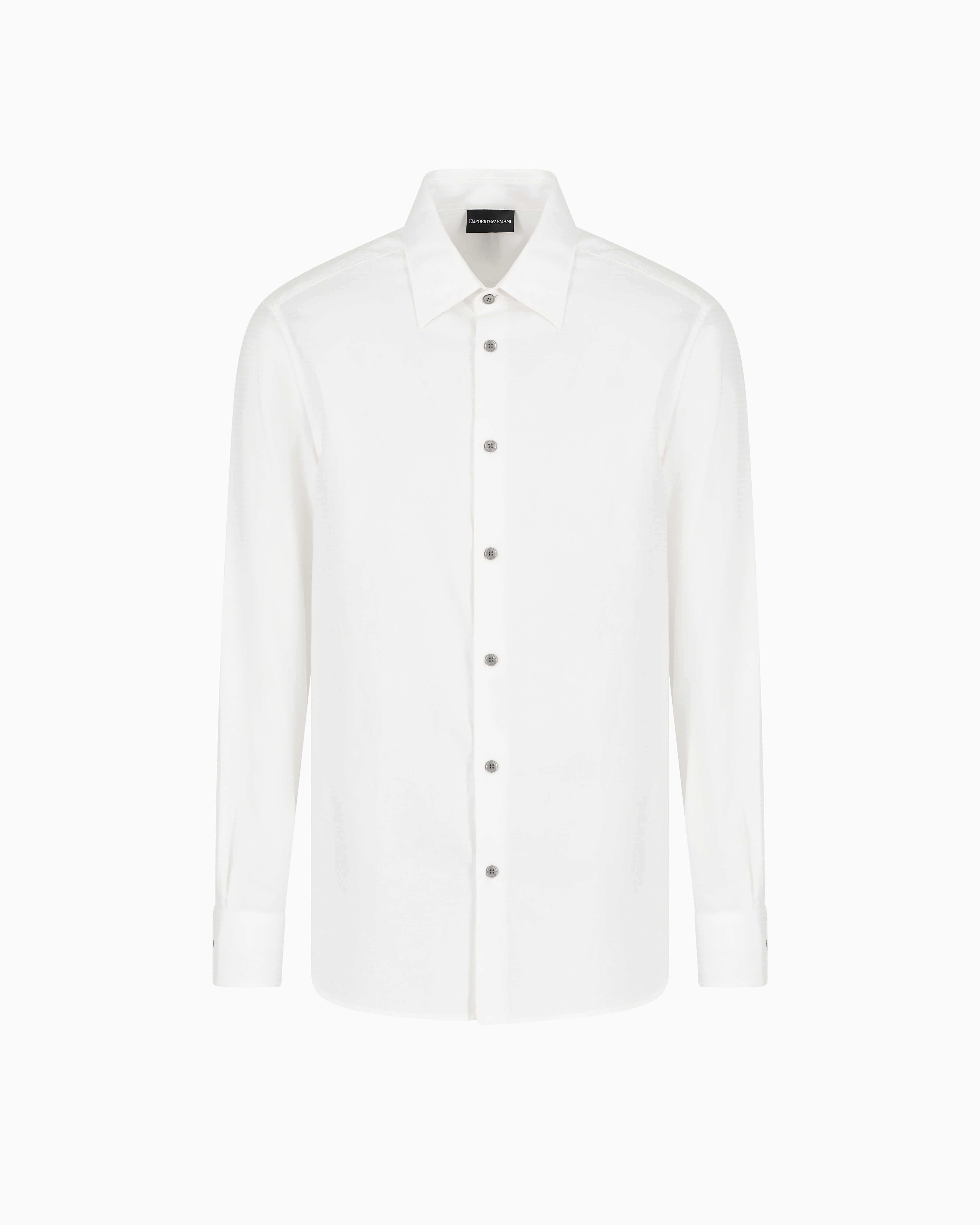 Emporio Armani White Cotton Shirt With All-Over Jacquard Logo 3XL