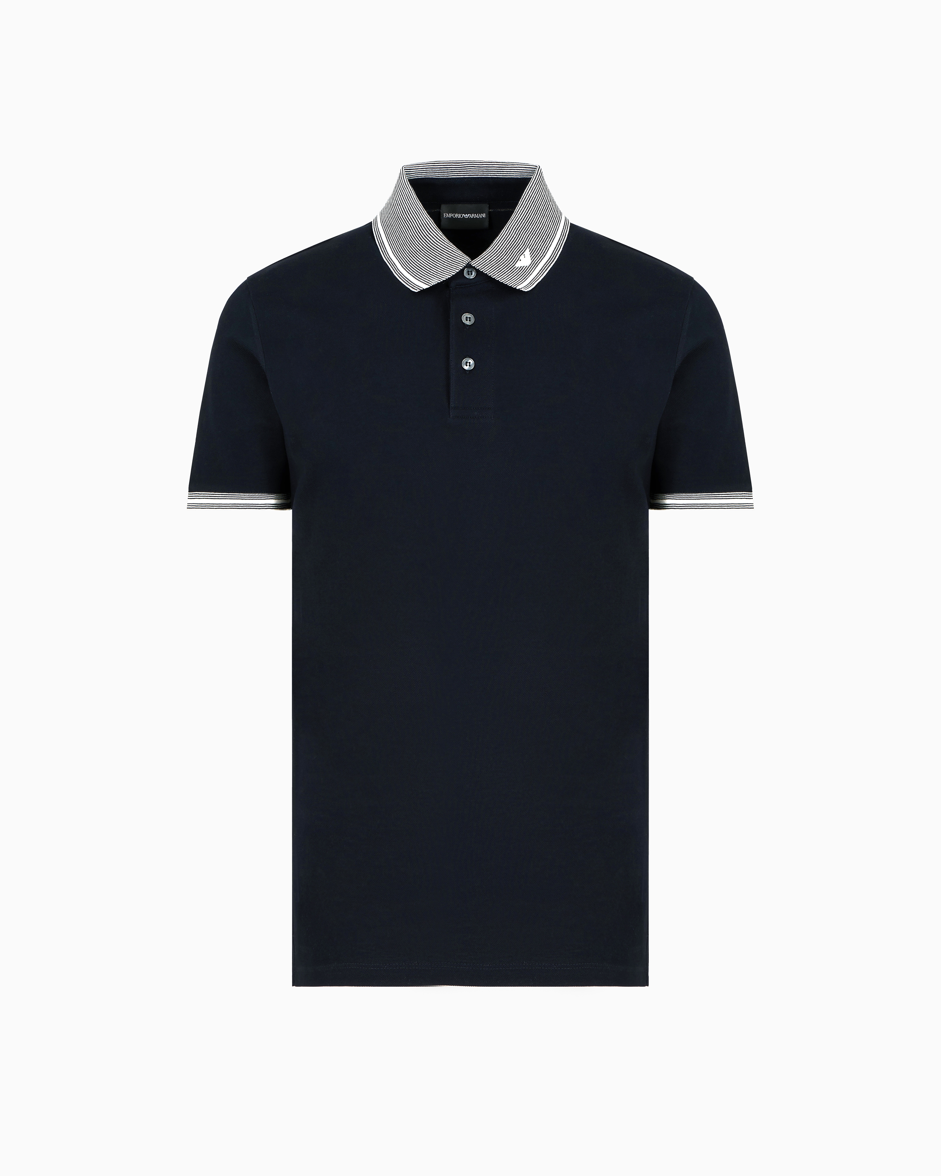 Piqué polo shirt with piped collar | Emporio Armani