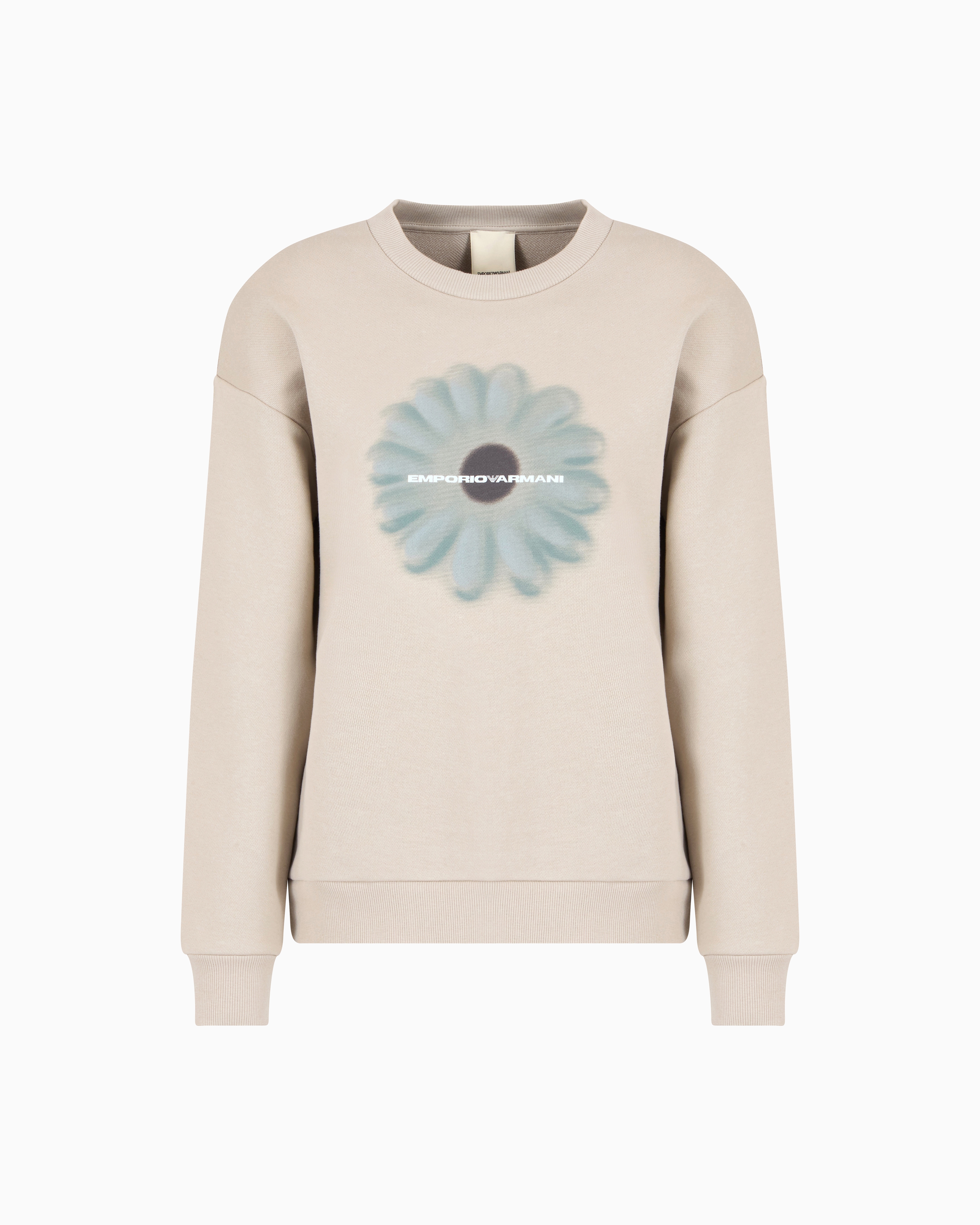 Emporio Armani - ASV sweatshirt with oversized print from the Peace capsule collection, Woman, Grey, Size: