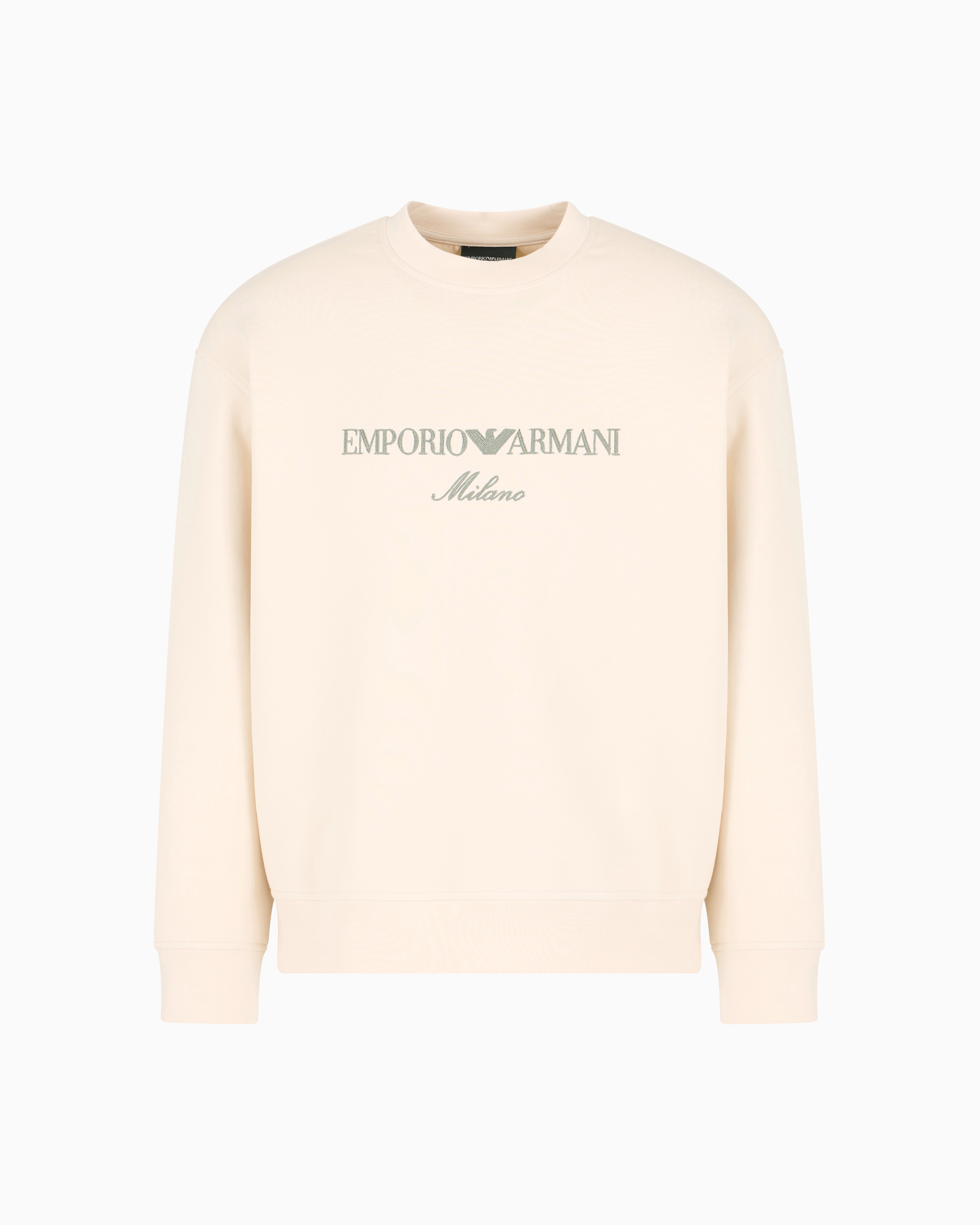 Emporio Armani - ASV Double-jersey sweatshirt with logo embroidery, Man, White, Size: