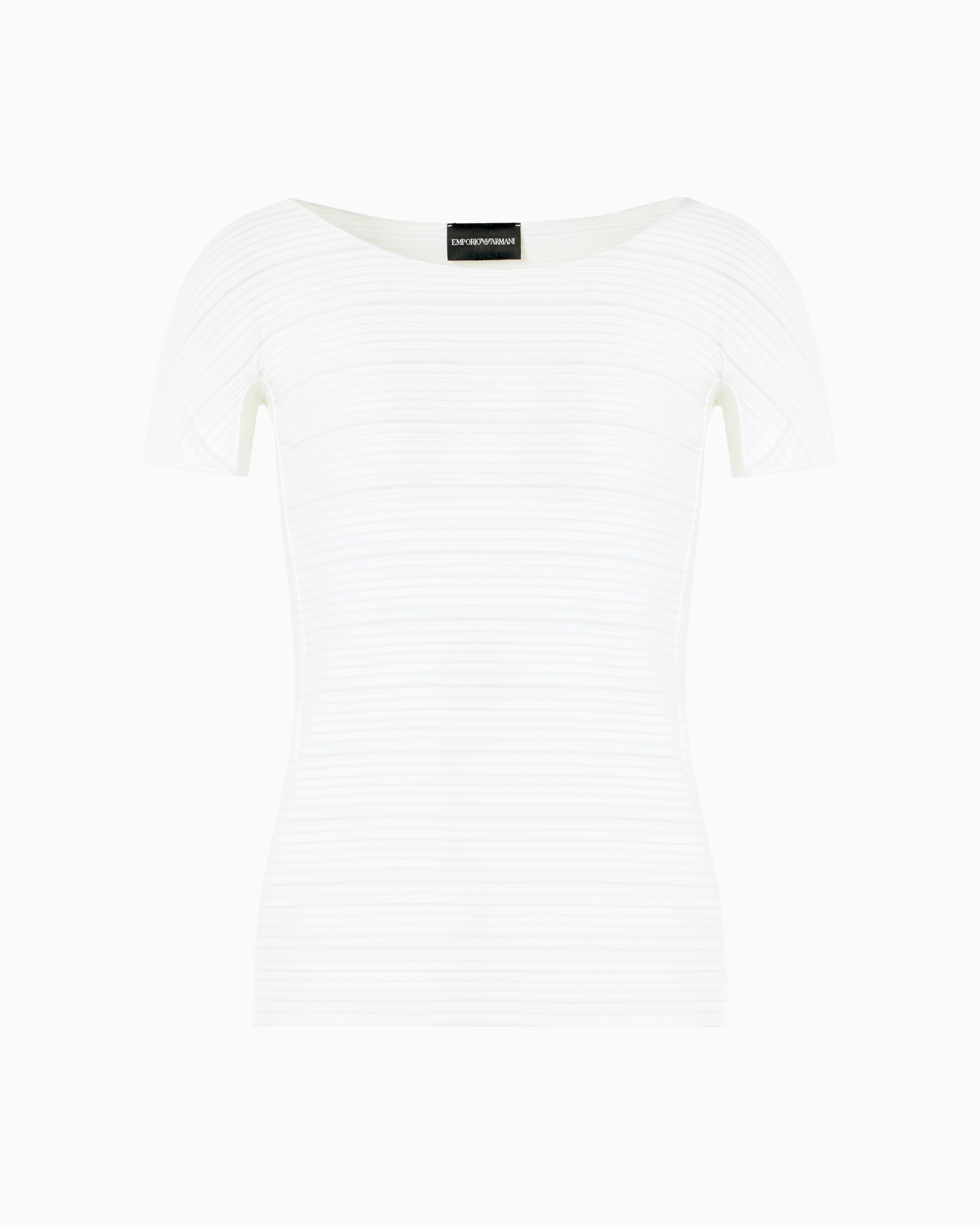 Emporio Armani - Stretch jacquard motif nylon-jersey T-shirt , Woman, White, Size: