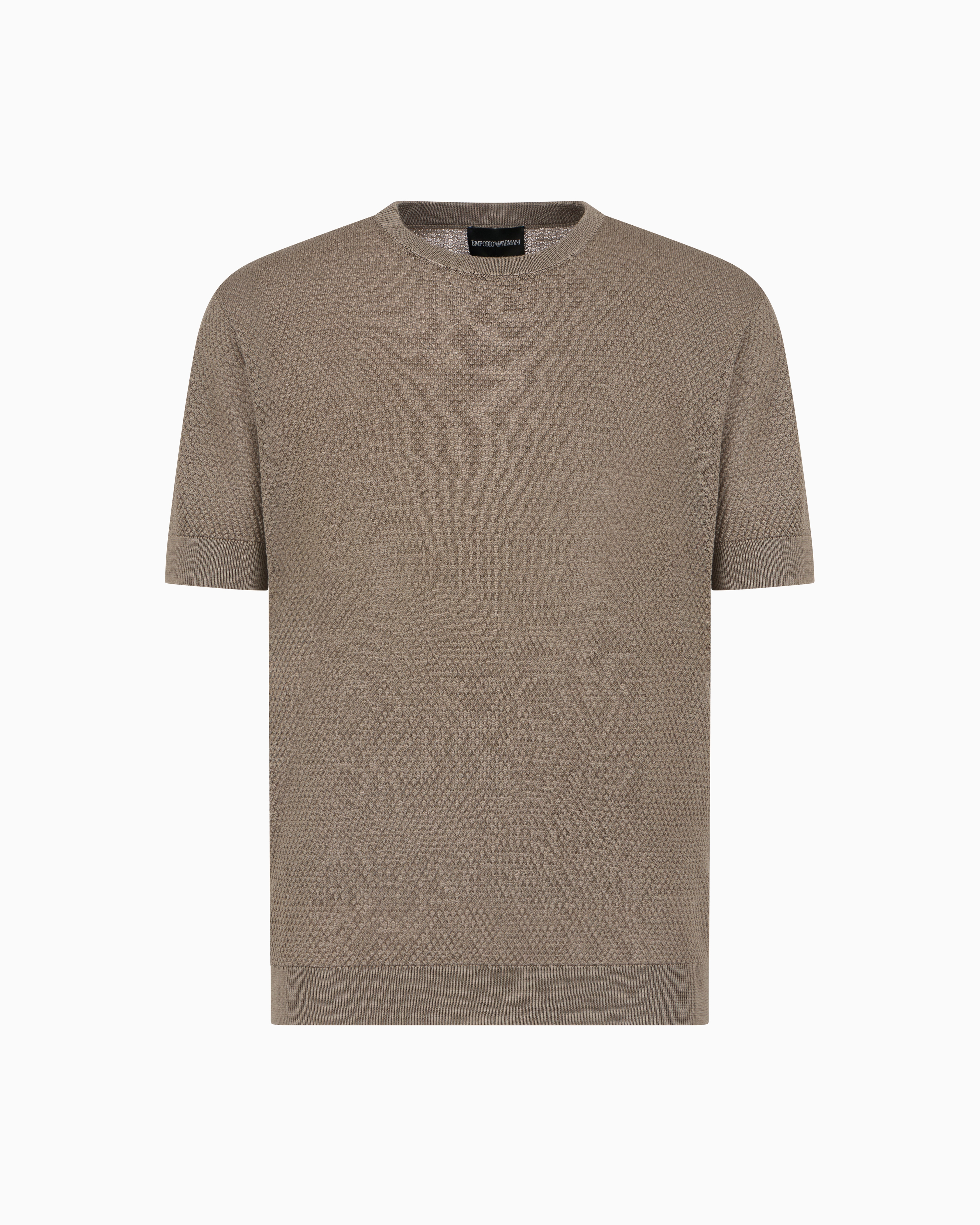 Emporio Armani - ASV Lyocell-blend textured jumper, Man, Brown, Size: