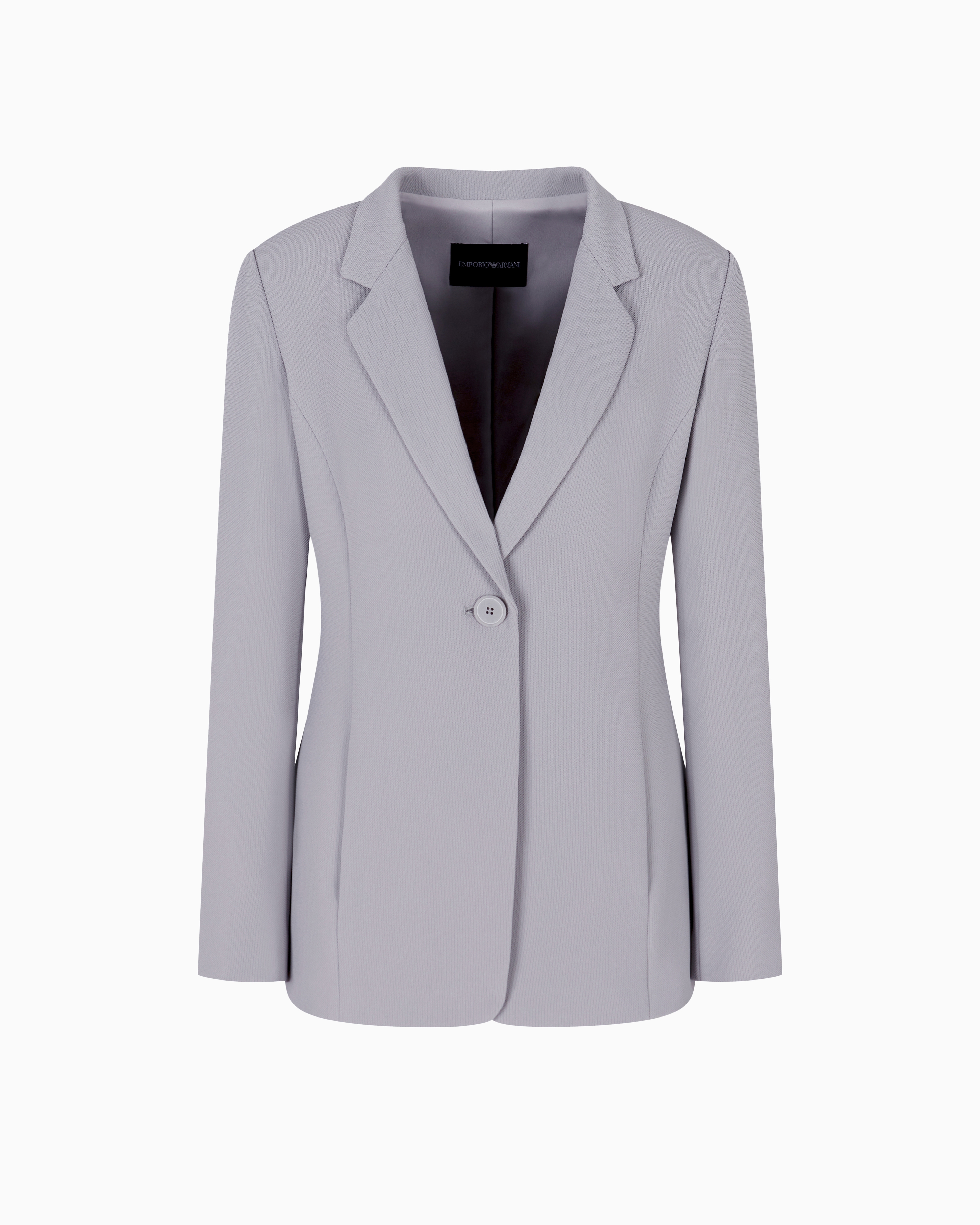 Emporio Armani - Single-breasted jacket flowing, armure technical fabric , Woman, Grey, Size: