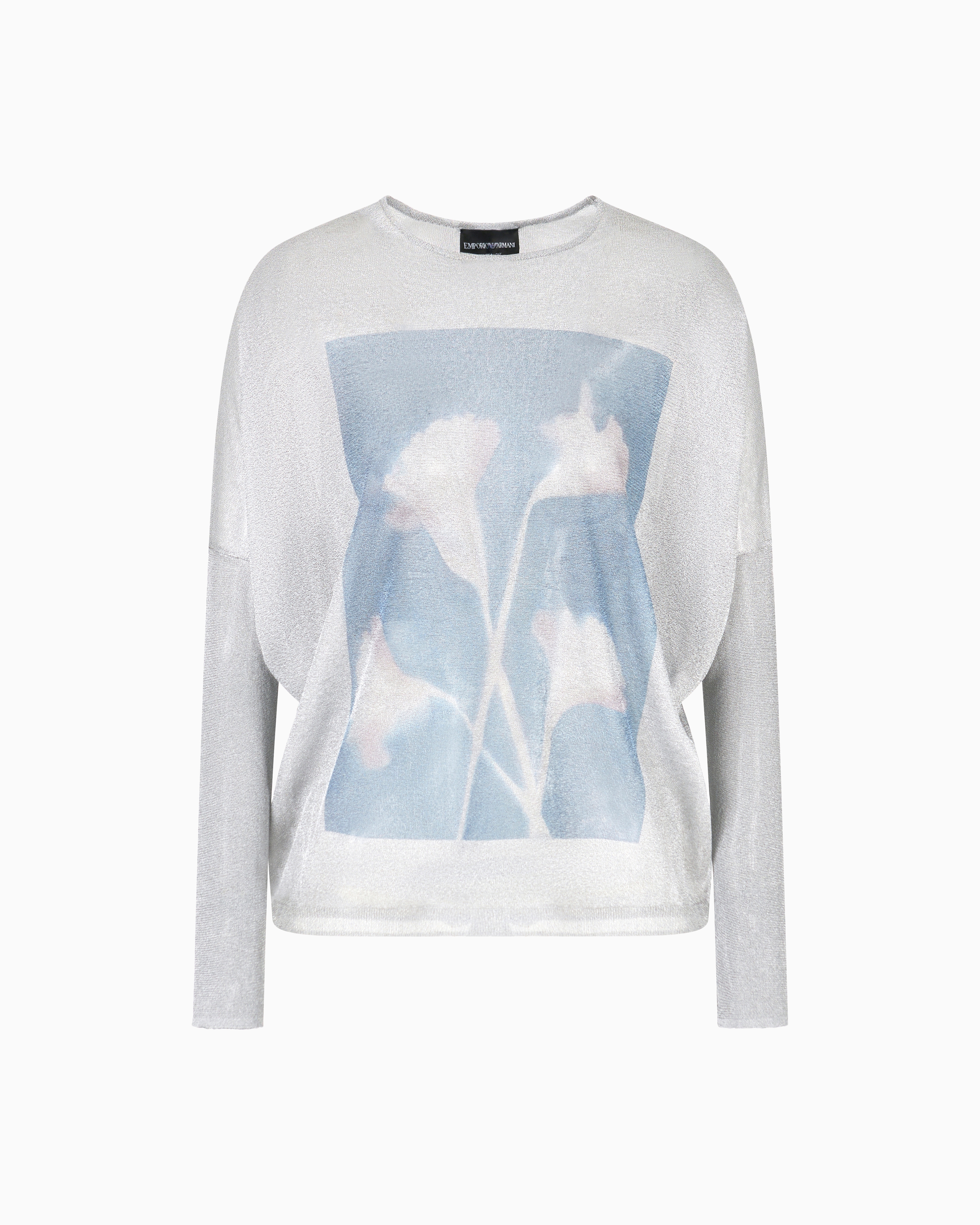 Emporio Armani - Seamless floral-print jumper, Woman, Grey, Size: