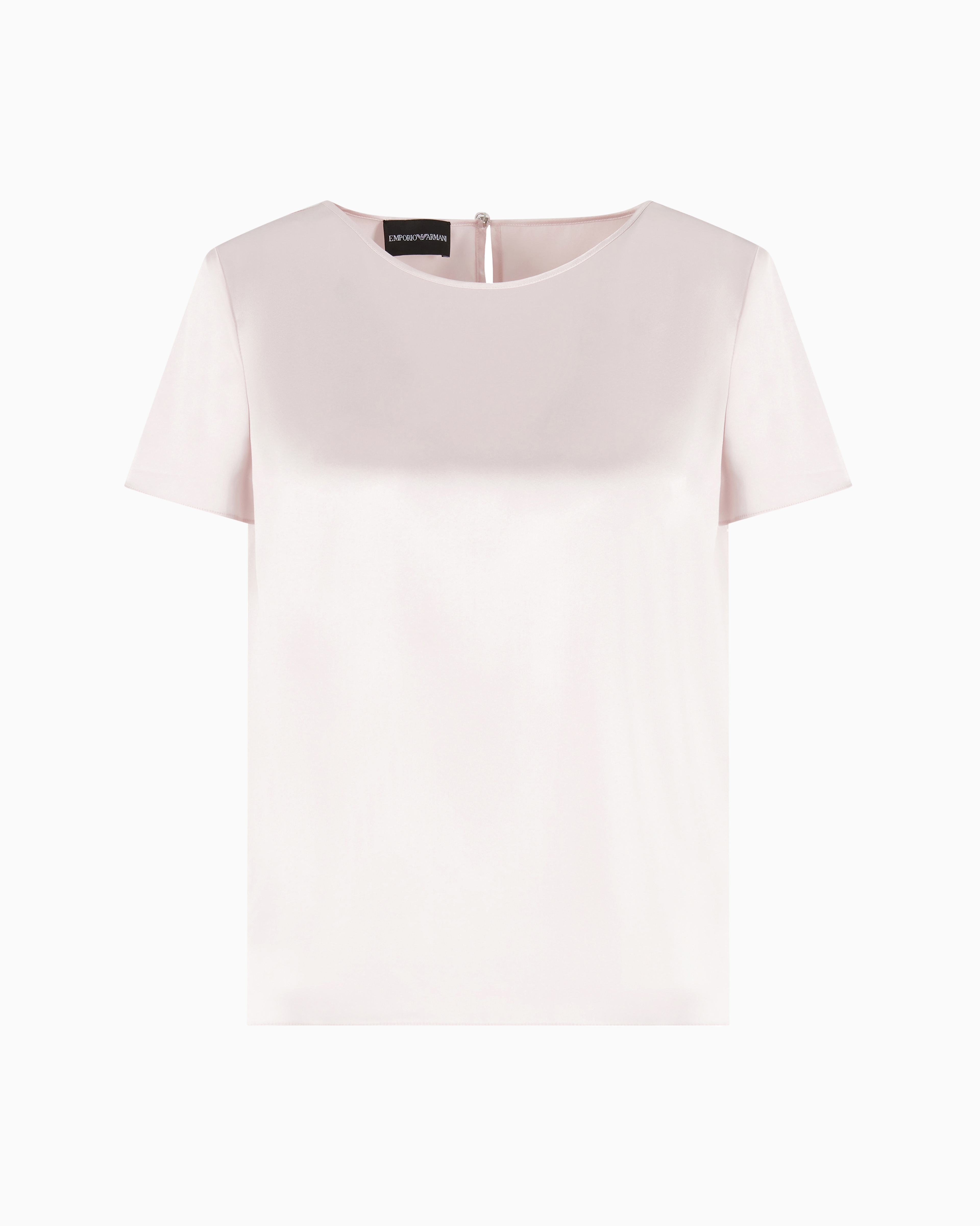 Emporio Armani - Short-sleeved silk satin blouse, Woman, Pink, Size:
