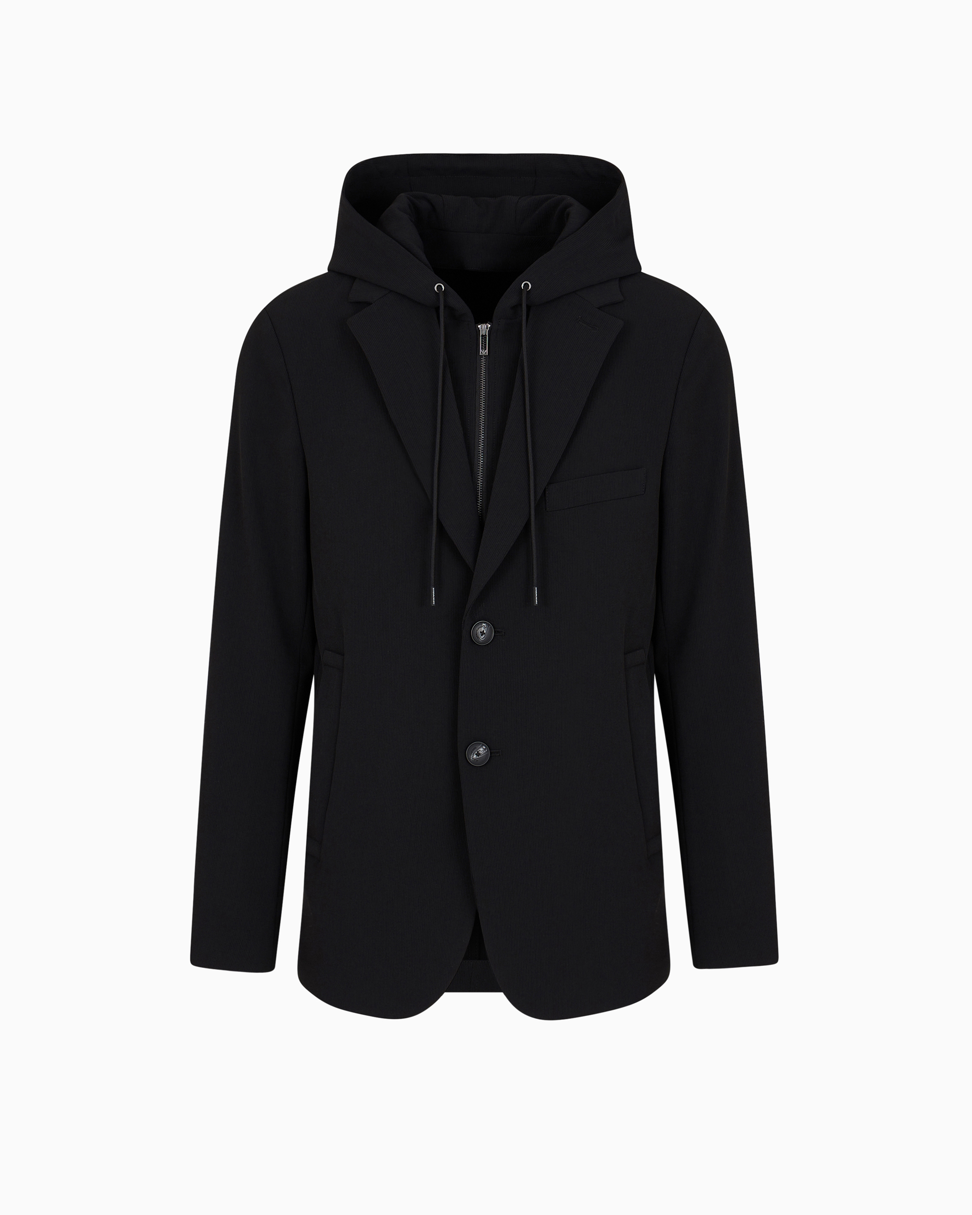 Blazer with dickey and hood, made of canneté fabric