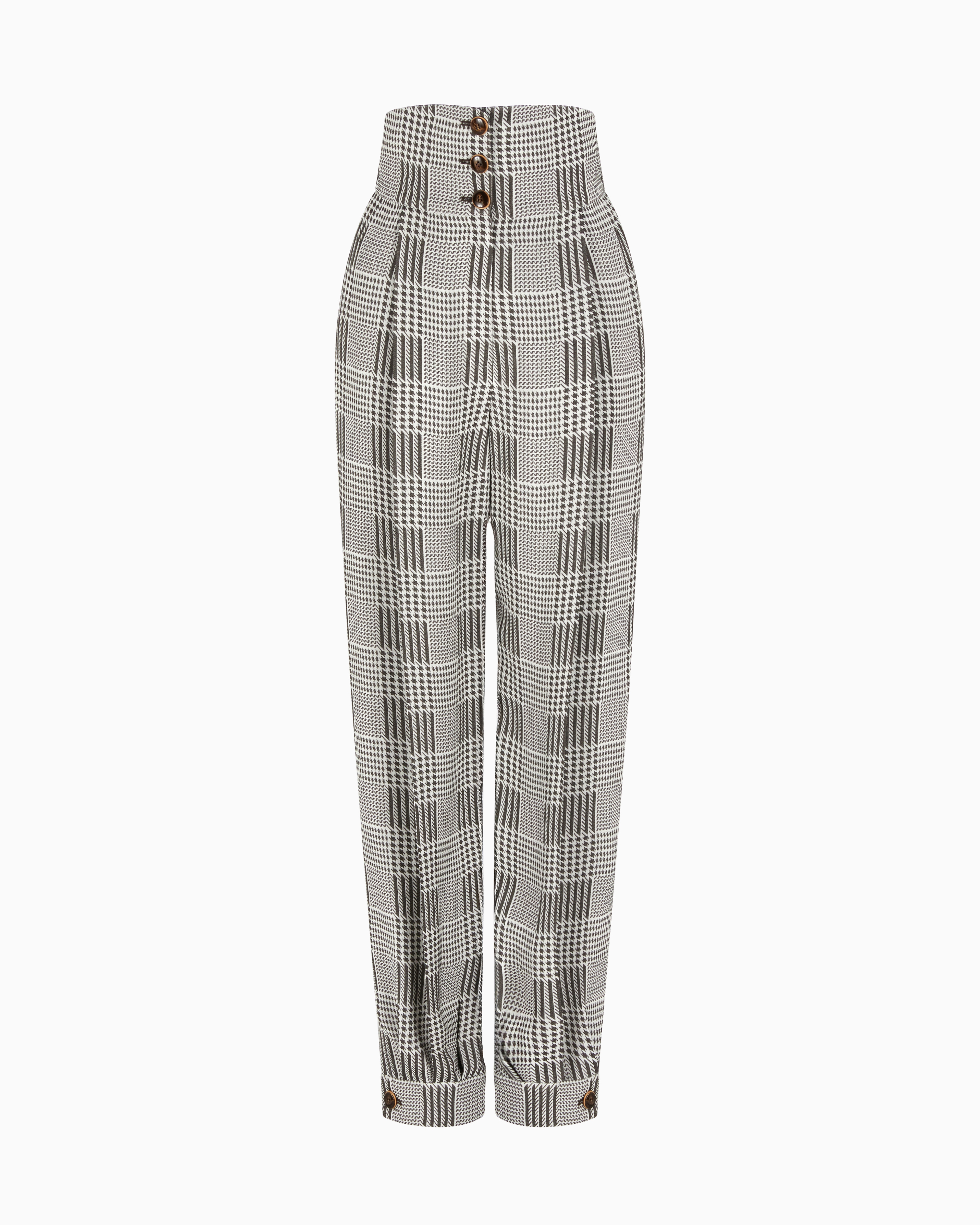 パンツ ARMANI JEANS ARCHIVE WIDE CHECK TROUSERS High-waisted, Prince of Wales check jacquard viscose