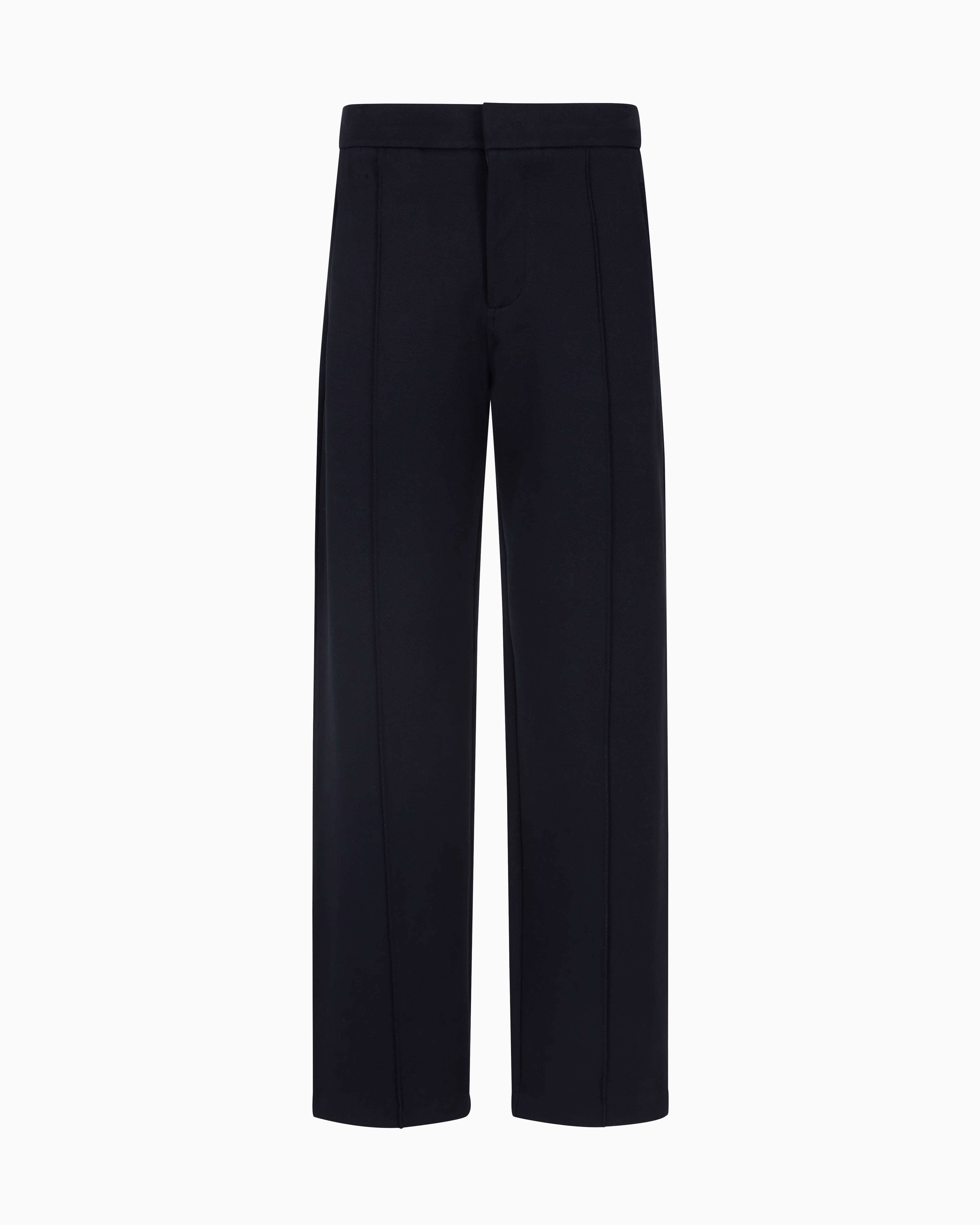 Emporio Armani - ASV Jersey trousers with front ribs, Man, Navy_blue, Size: