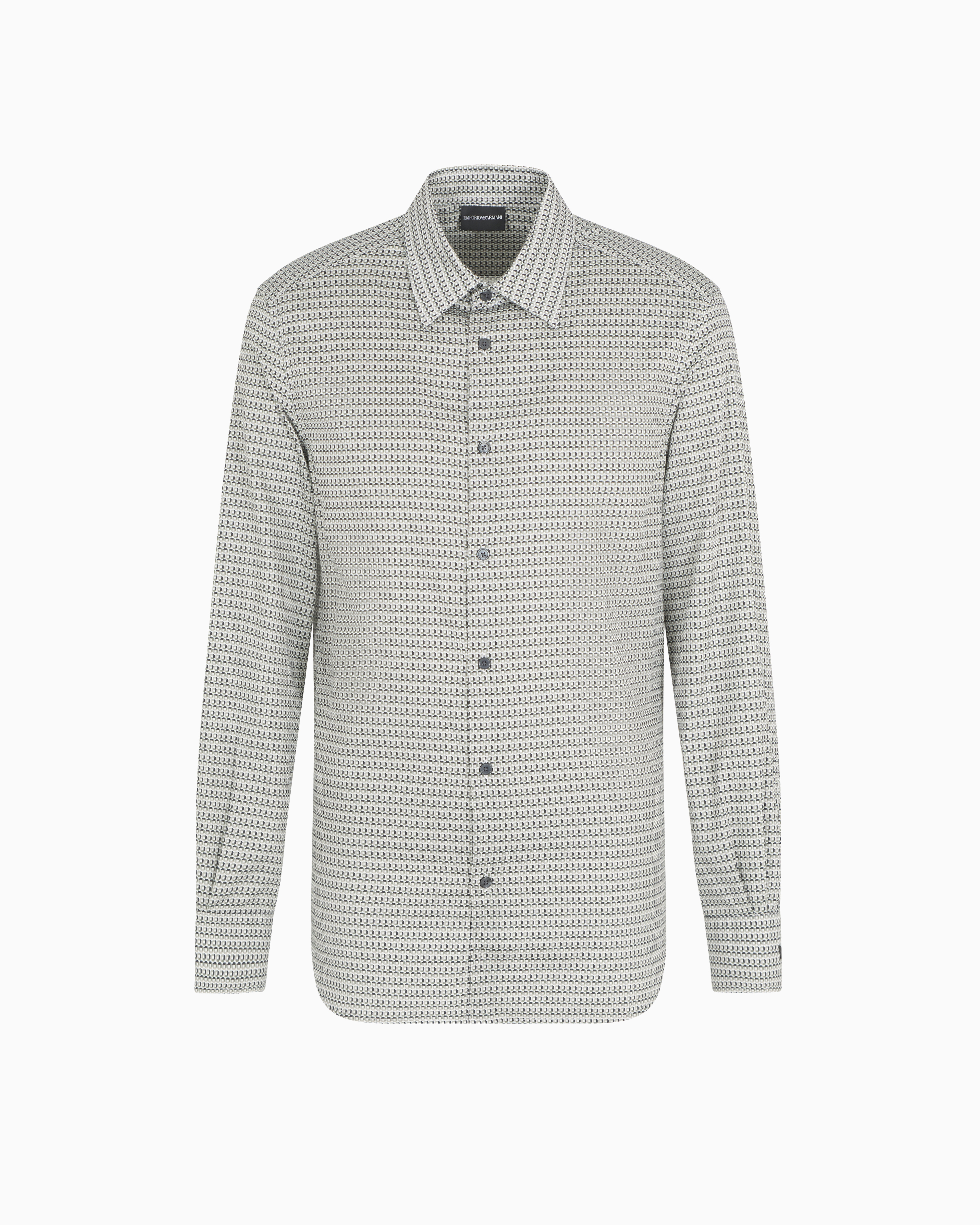 Emporio Armani - Printed-pattern stretch cotton shirt, Man, Patterned, Size: