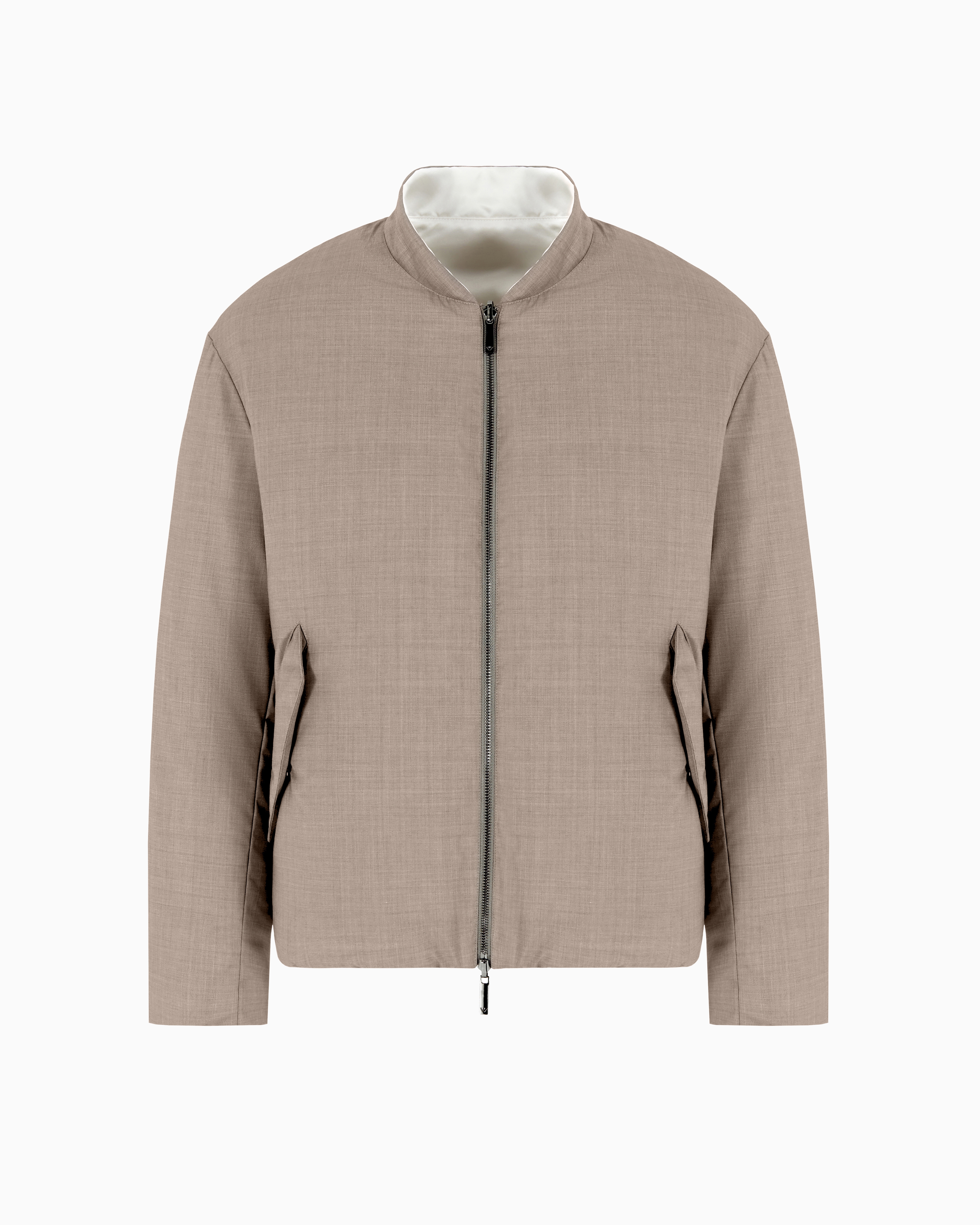 Emporio Armani - Reversible wool canvas down jacket, Man, Brown, Size: