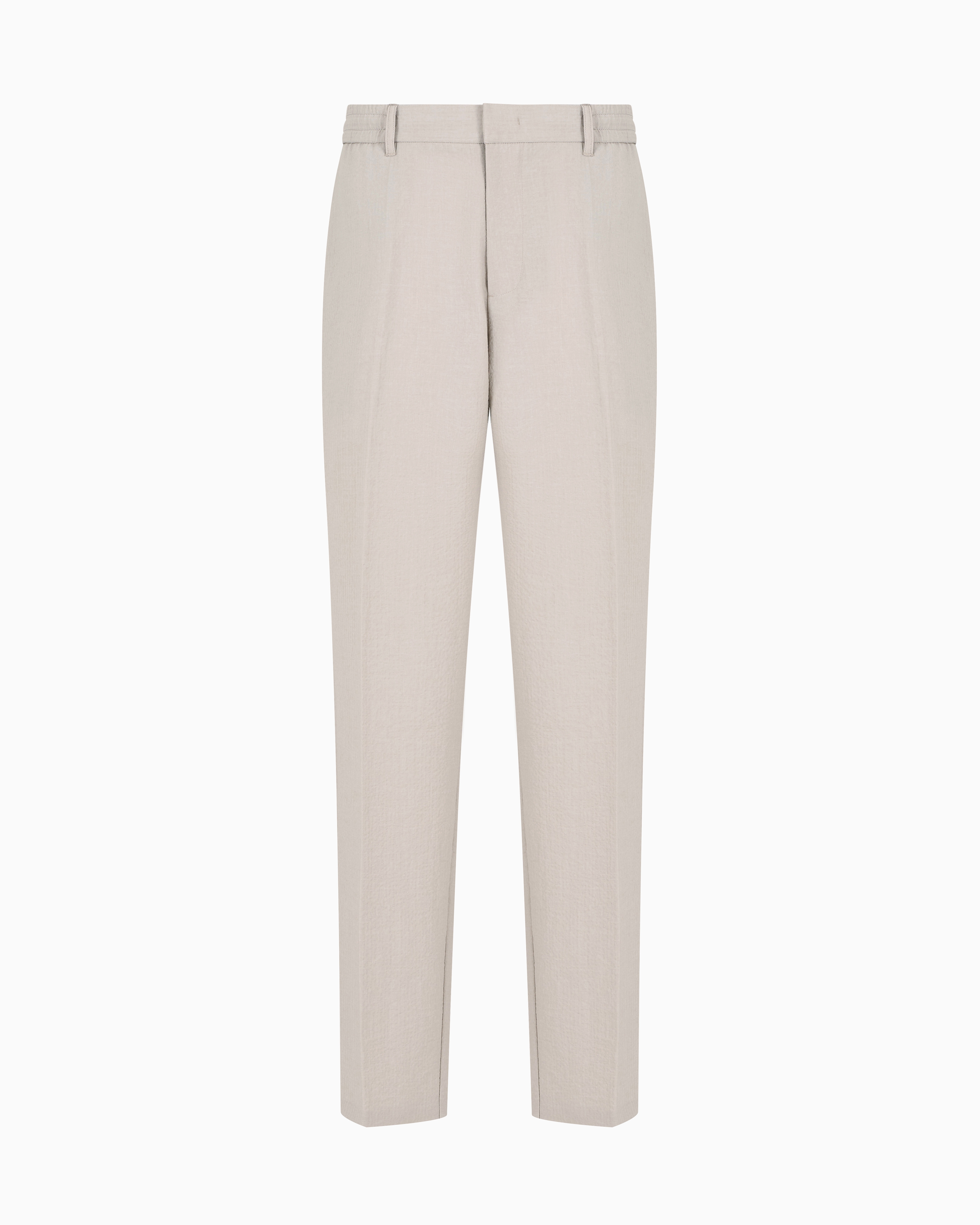 Emporio Armani - Seersucker nylon trousers with elasticated back, Man, Grey, Size: