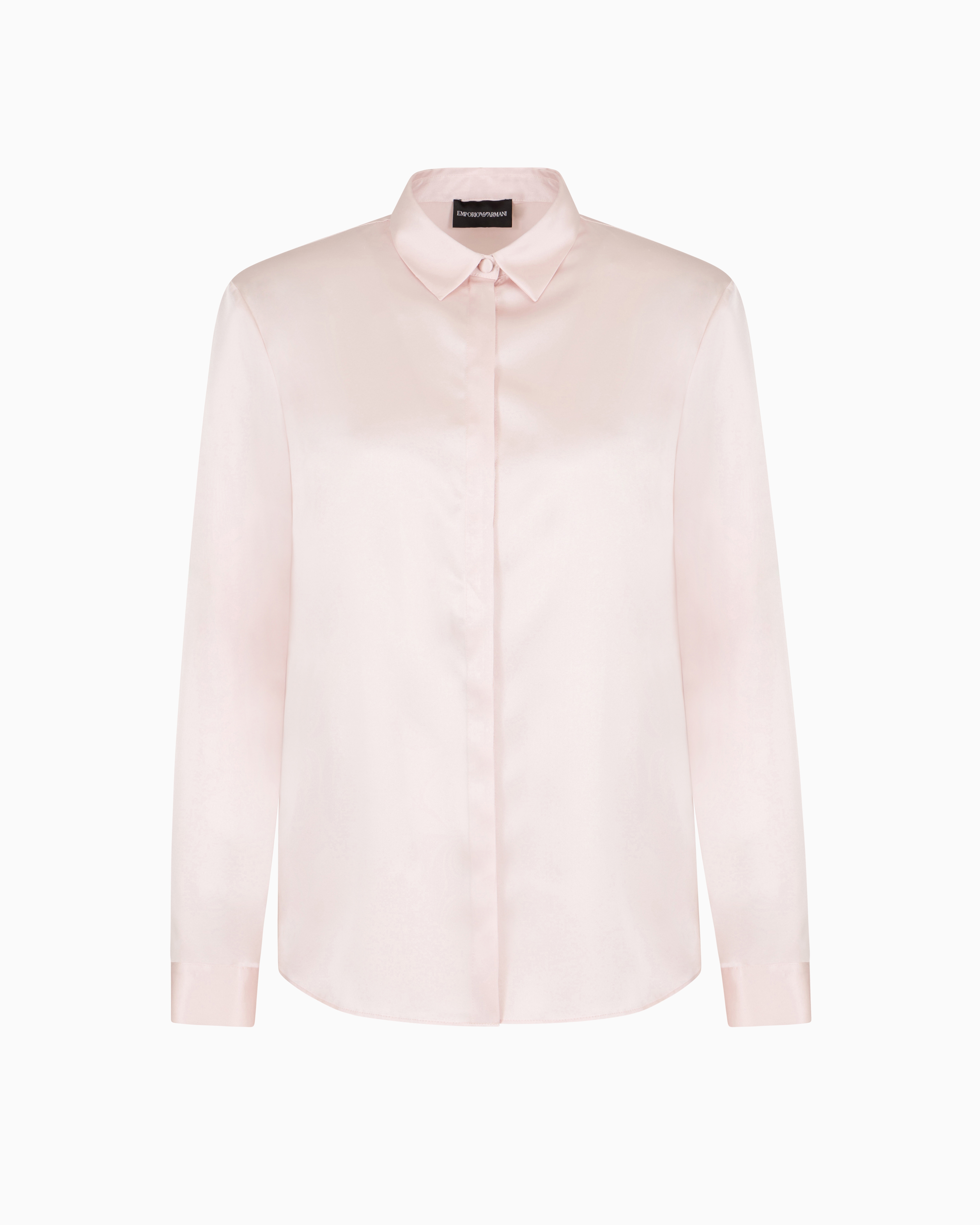 Emporio Armani Pink Silk Satin Shirt Size 46