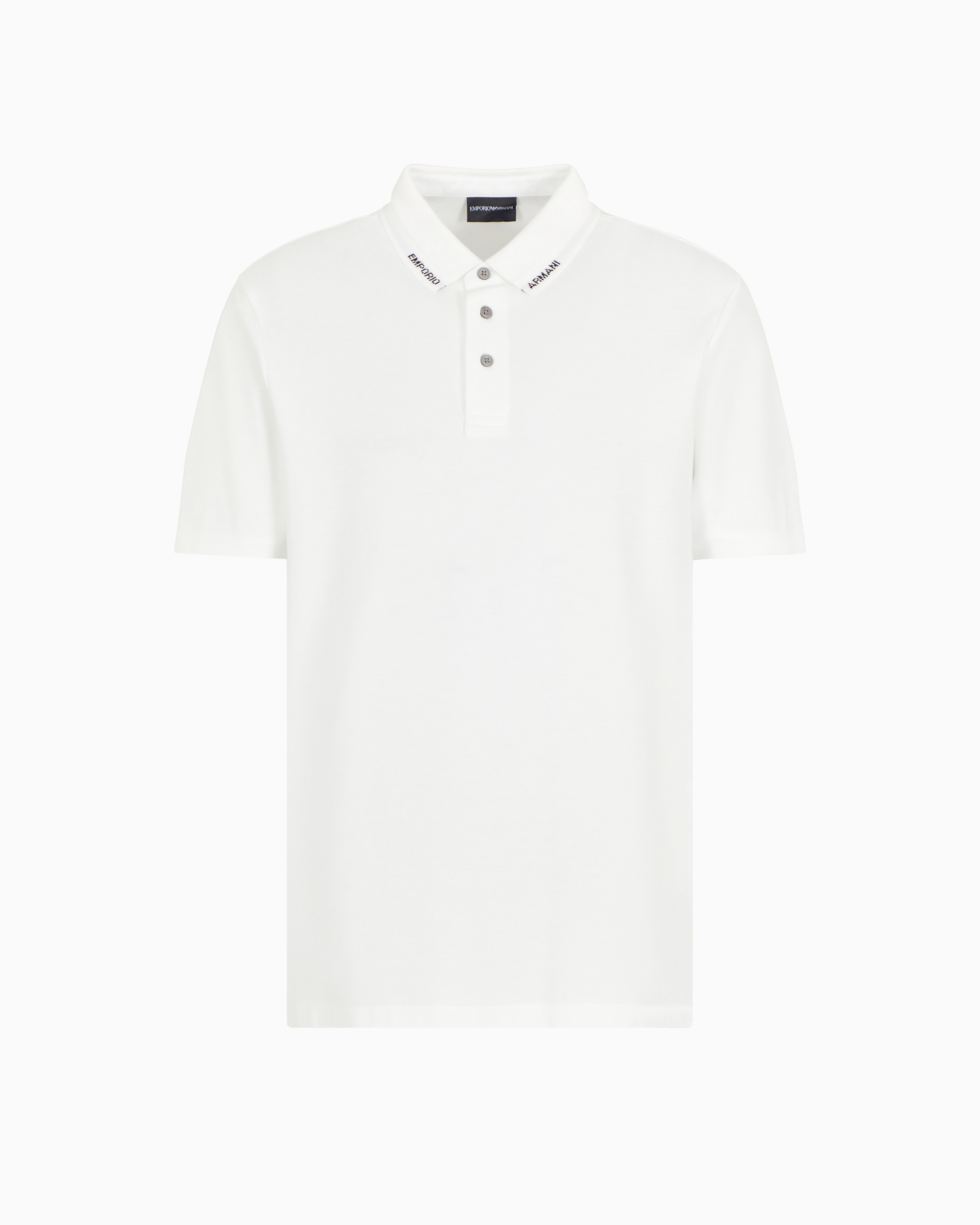 Emporio Armani White Jersey Polo Shirt With Logo Collar Xxl