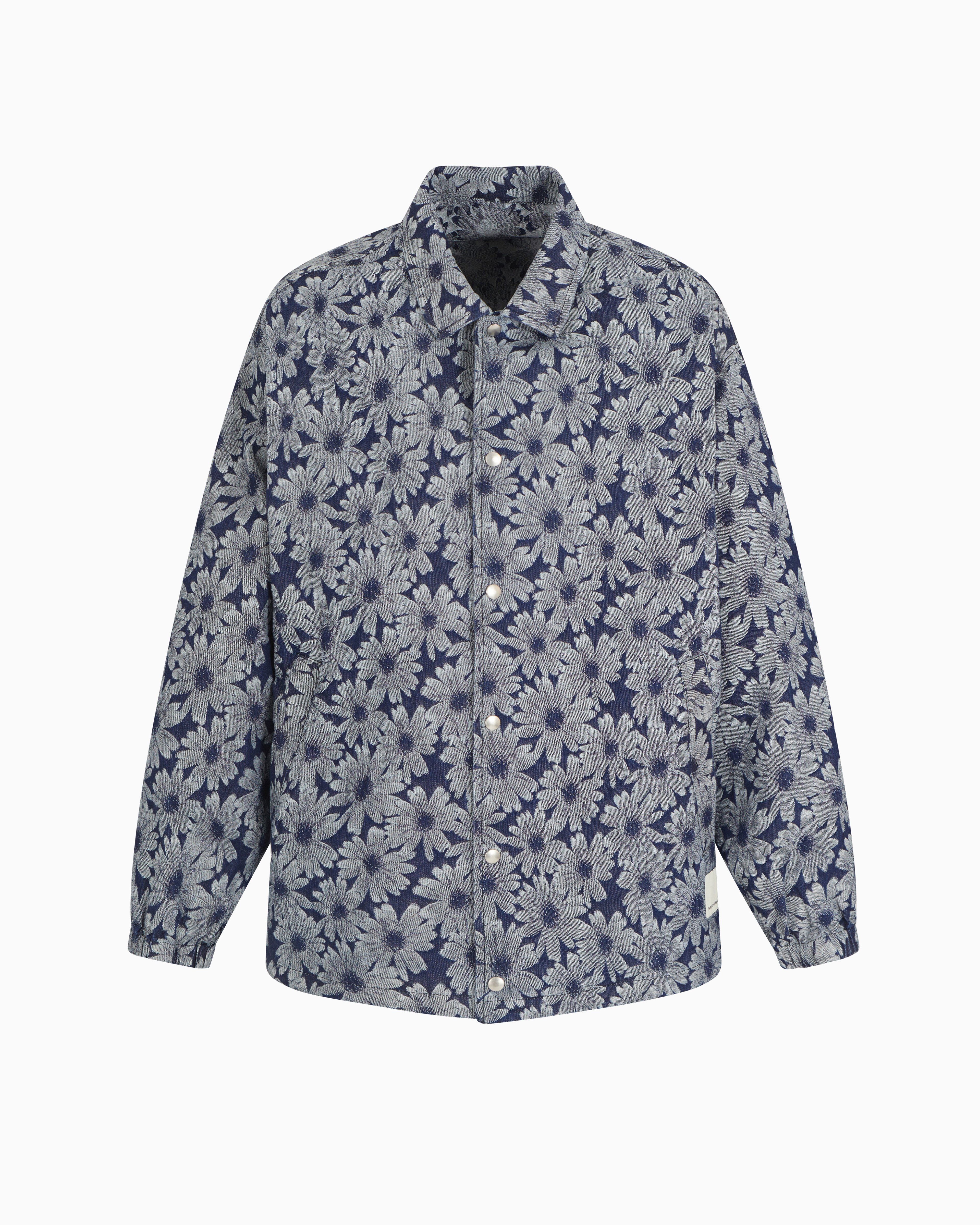 Emporio Armani - ASV denim jacket with all-over jacquard flowers from the Peace capsule collection, Man, Patterned, Size: