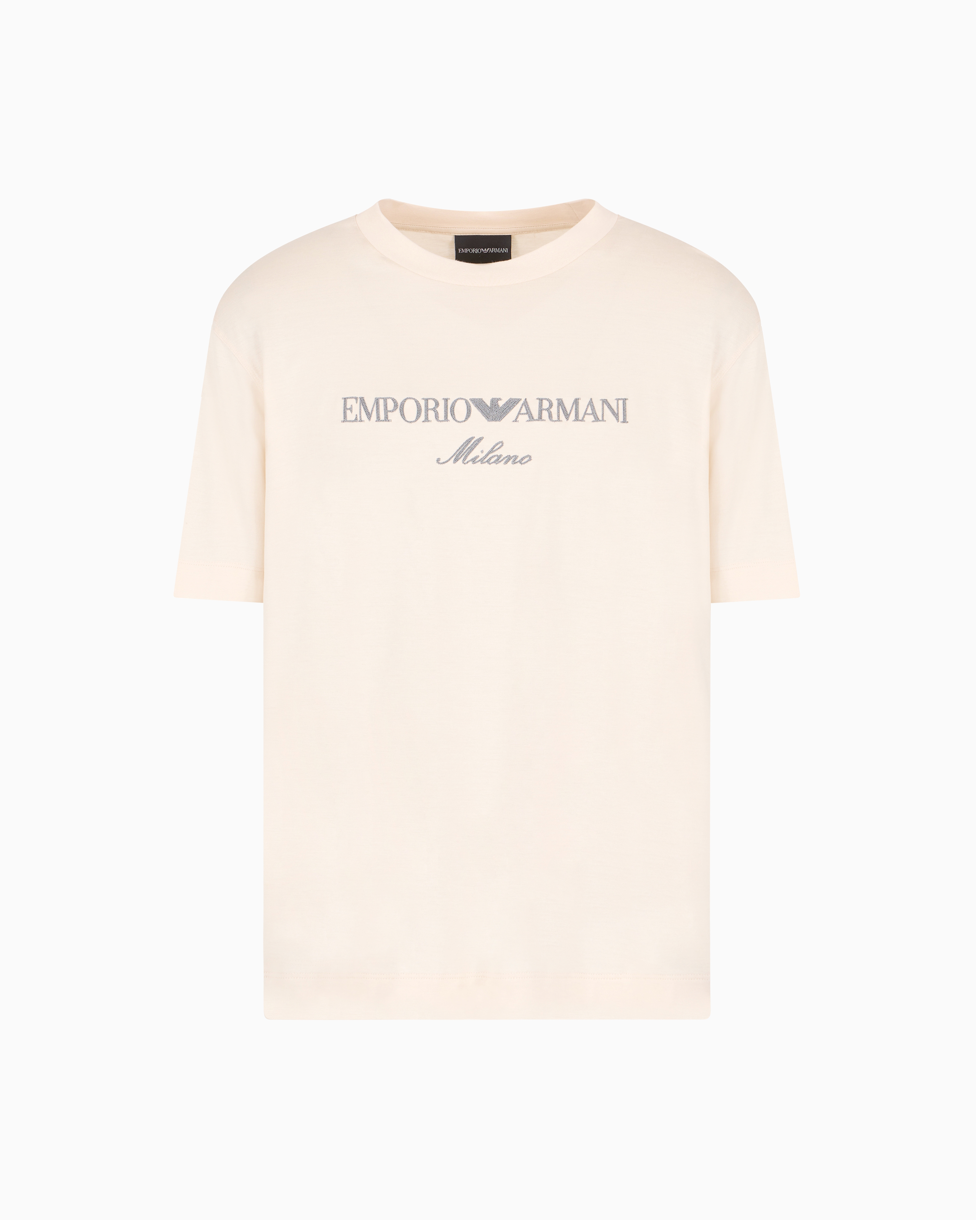 Emporio Armani - Jersey-Lyocell blend T-shirt with ASV logo embroidery, Man, White, Size: