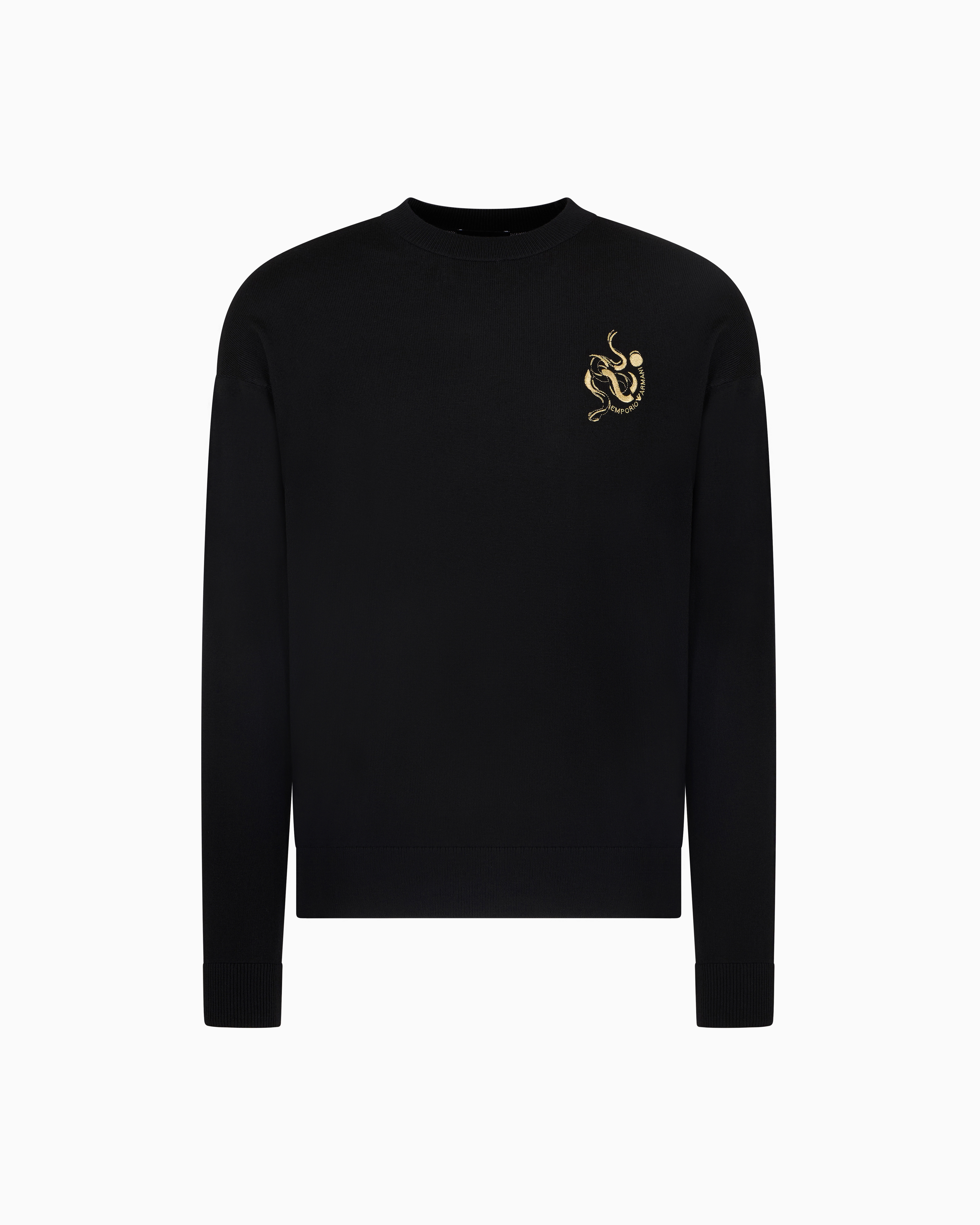 EMPORIO ARMANI EM001110AF13488UC001 関税送料込 Smooth virgin-wool jumper with embroidery | Emporio Armani