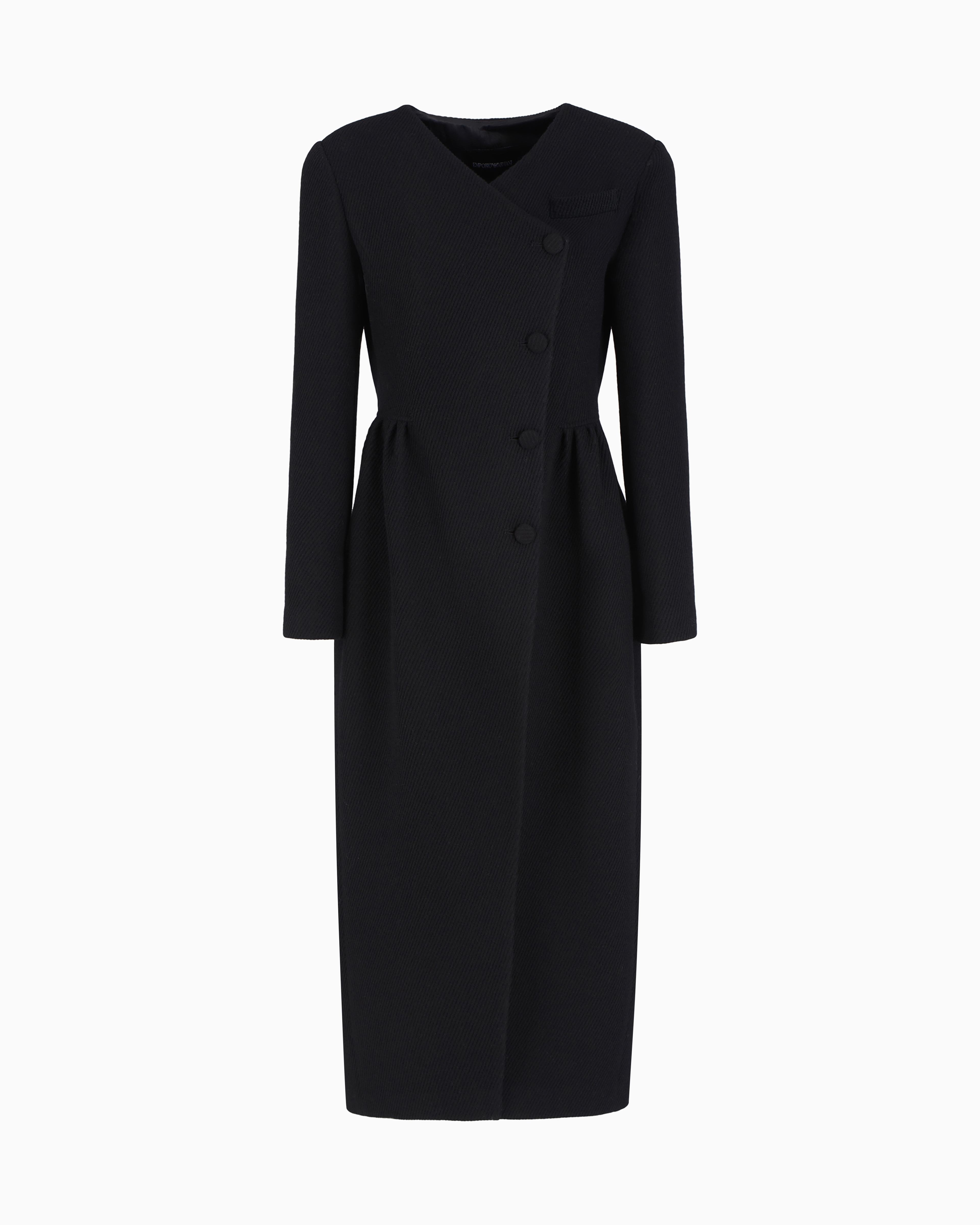 Emporio Armani - Moon Capsule collection virgin wool blend cover fabric coat, Woman, Black, Size: