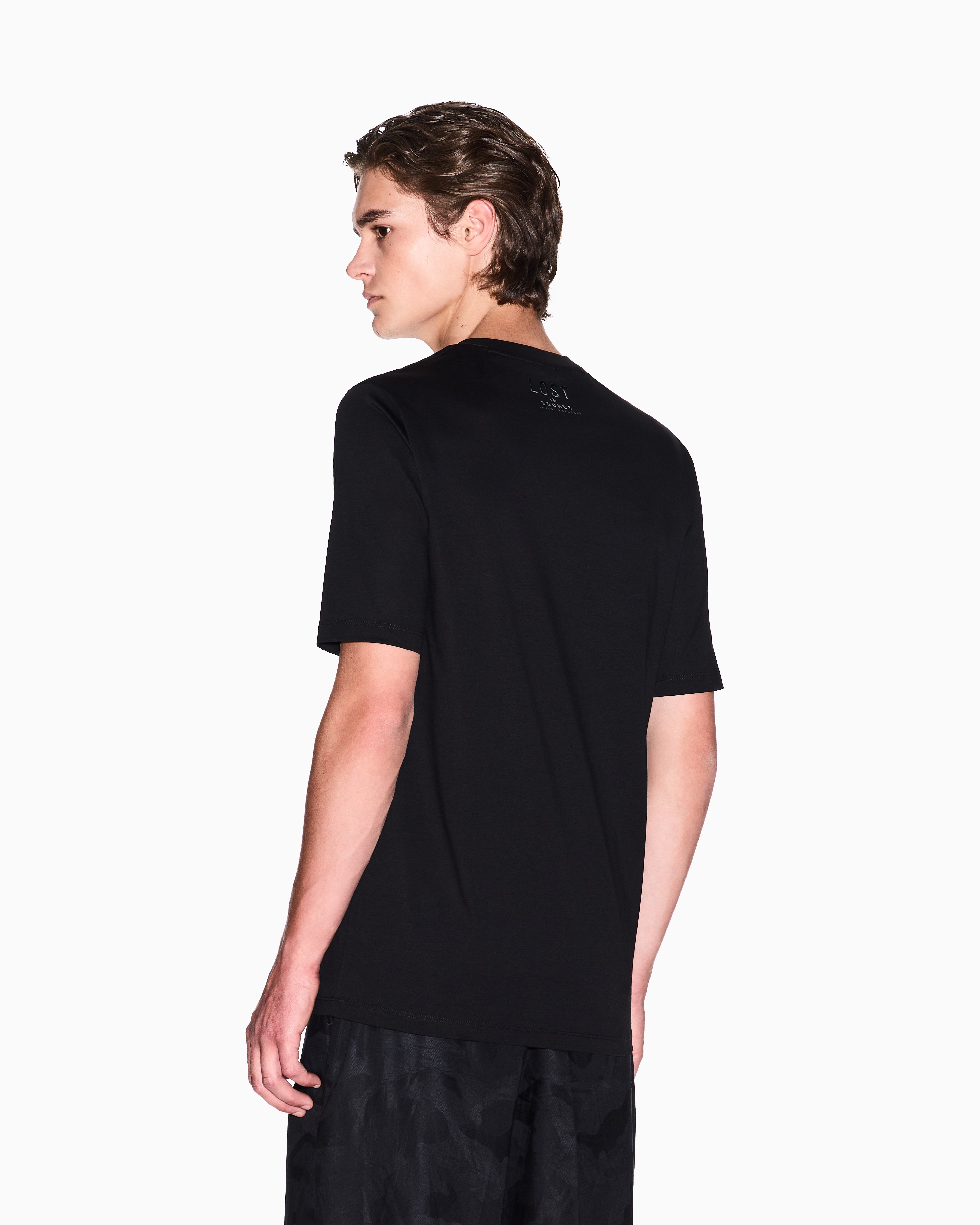Armani Exchange - Slim fit T-shirt with V-neck, Man, Black, Size: