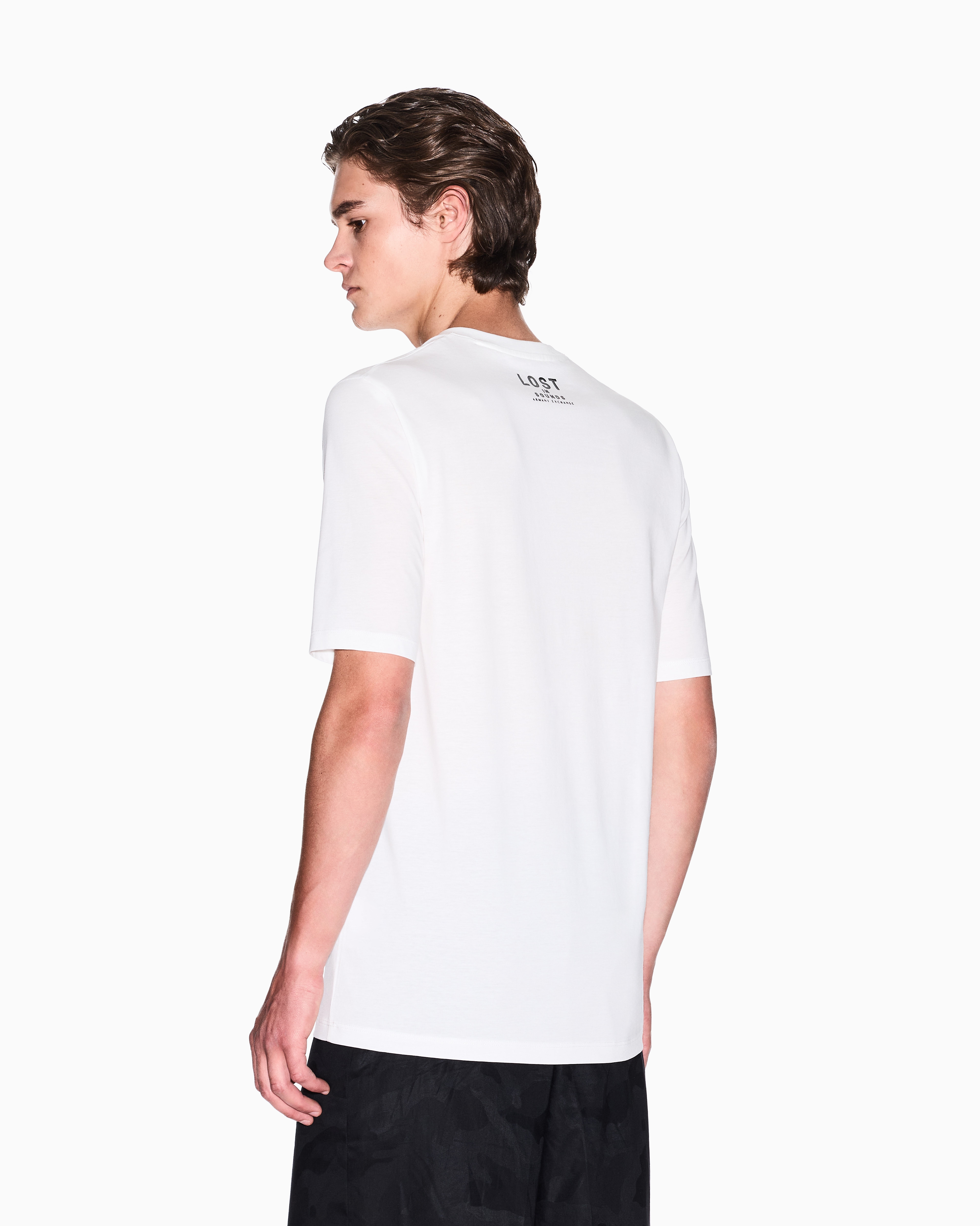 Armani Exchange - Slim fit T-shirt with V-neck, Man, White, Size: