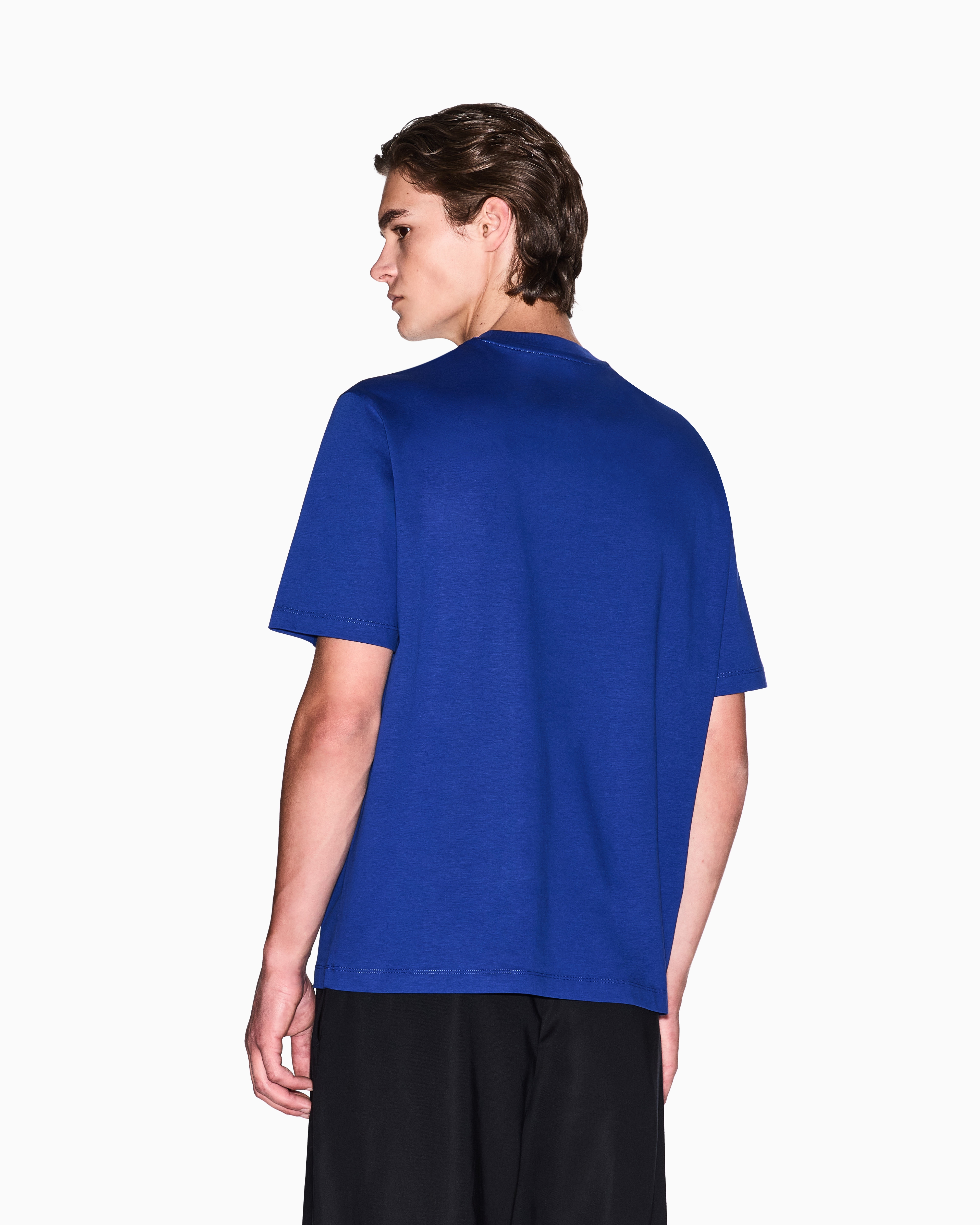 Armani Exchange - Regular fit T-shirt with print on the chest, Man, Blue, Size: