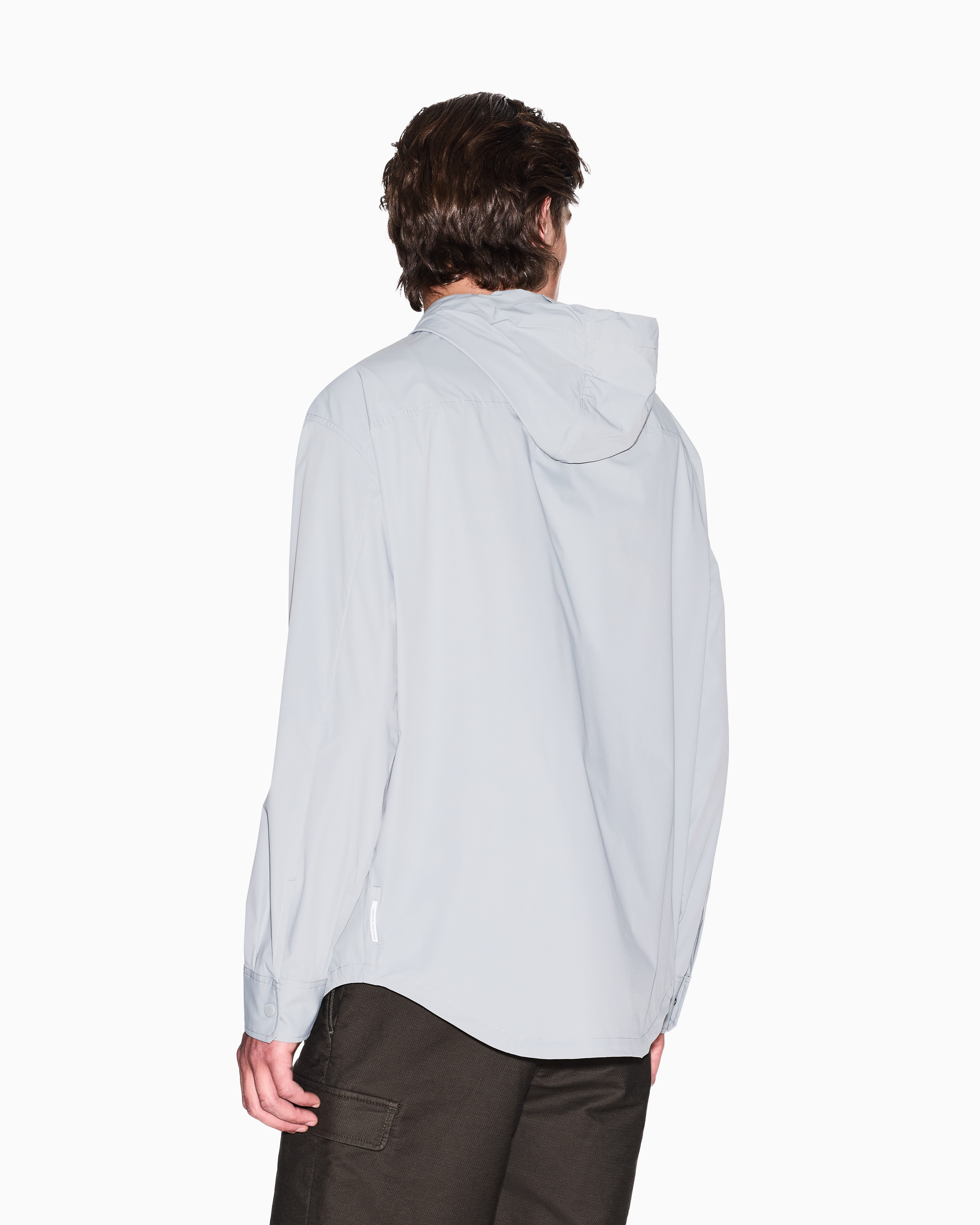 Armani Exchange - Long stretch nylon caban, Man, Grey, Size: