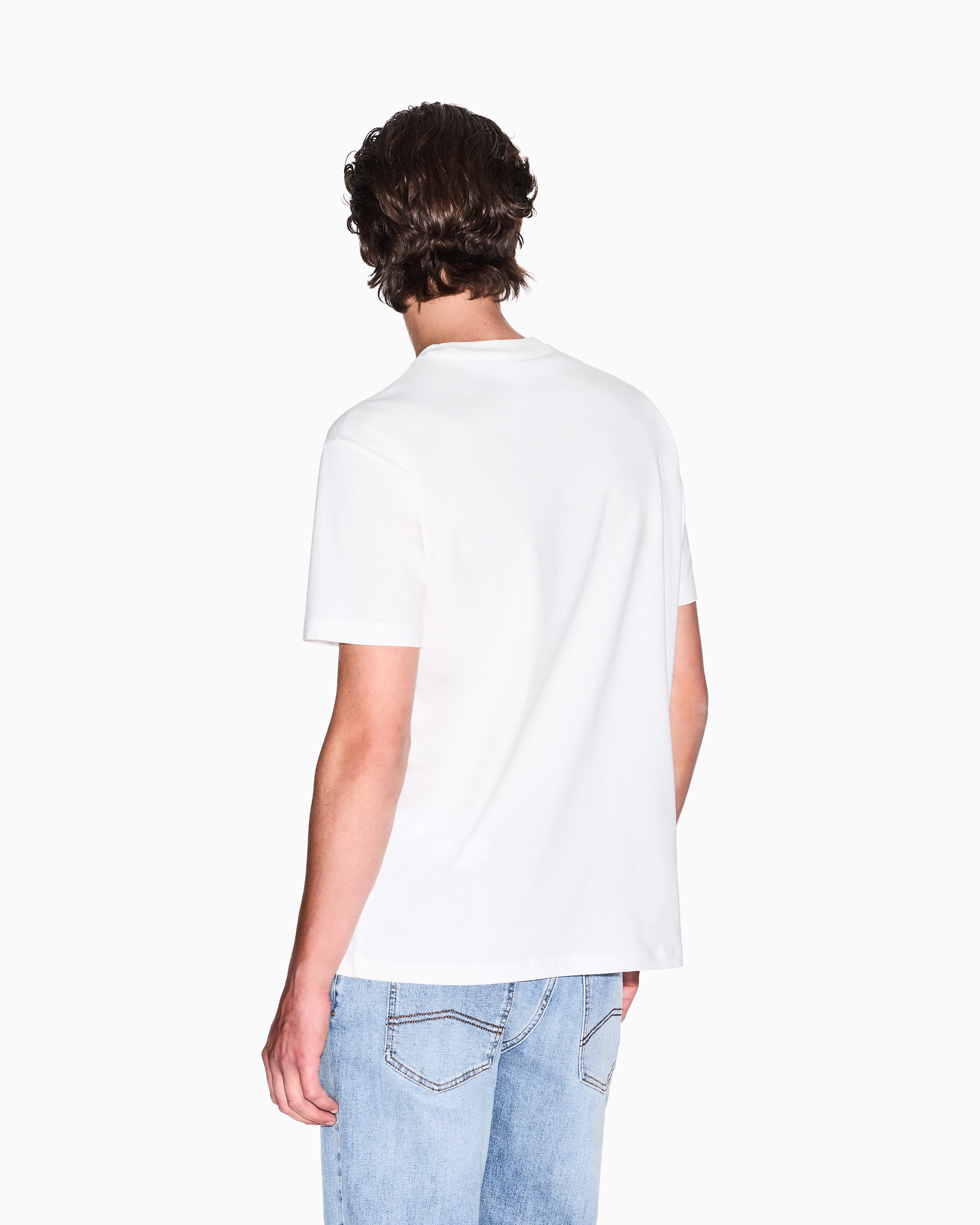 Armani Exchange - Regular fit T-shirt with patterned pocket, Man, White, Size: