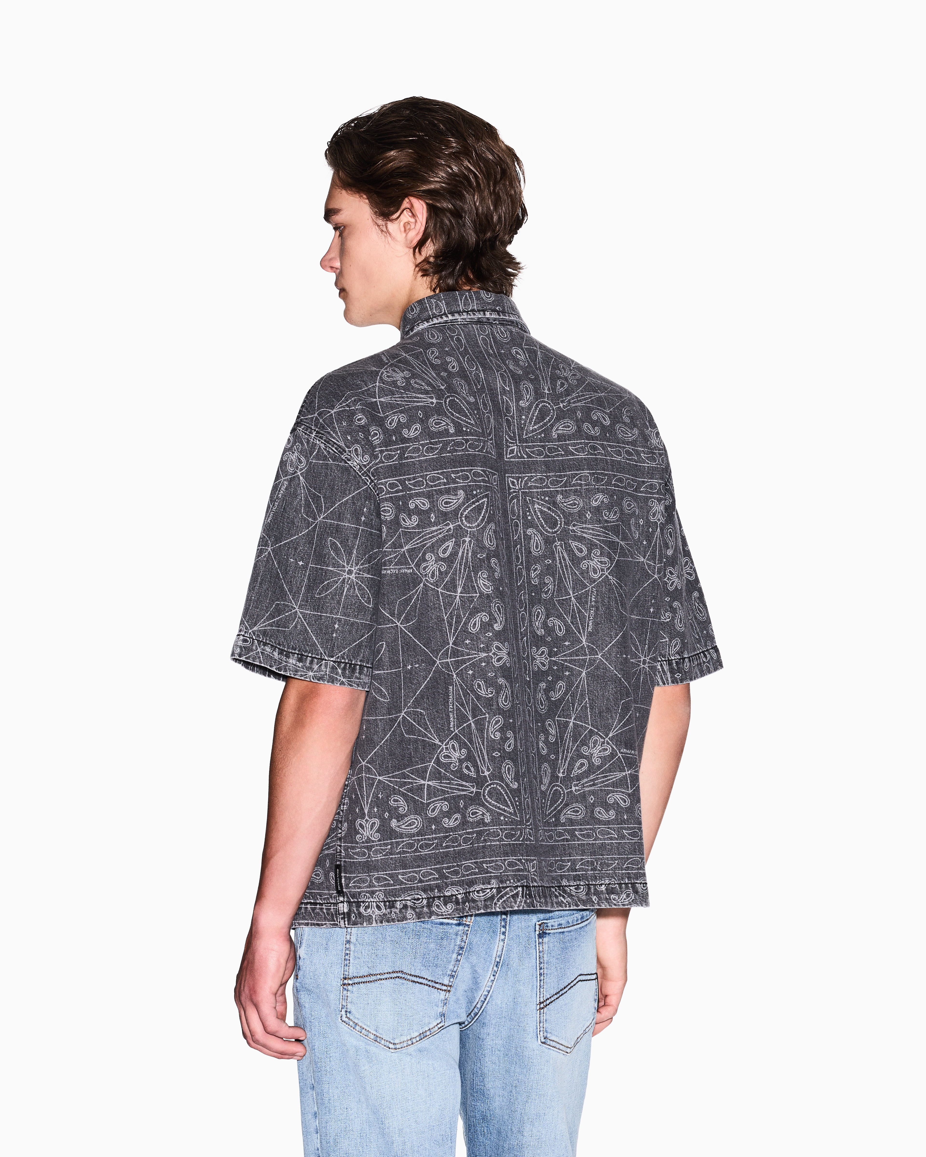 Armani Exchange - Regular fit shirt with kaleidoscope print, Man, Black, Size: