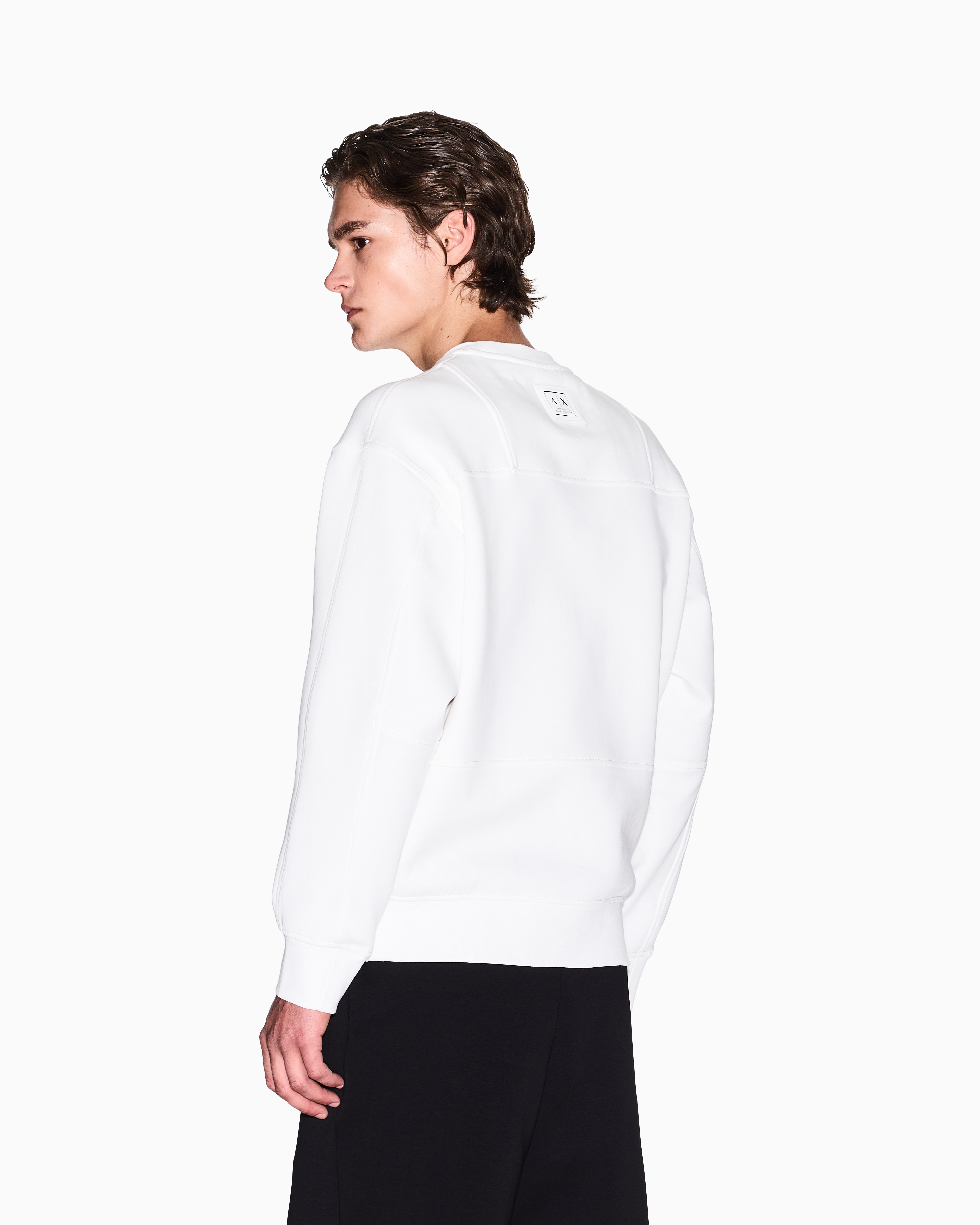 Armani Exchange - Bonded cotton crewneck sweatshirt, Man, White, Size: