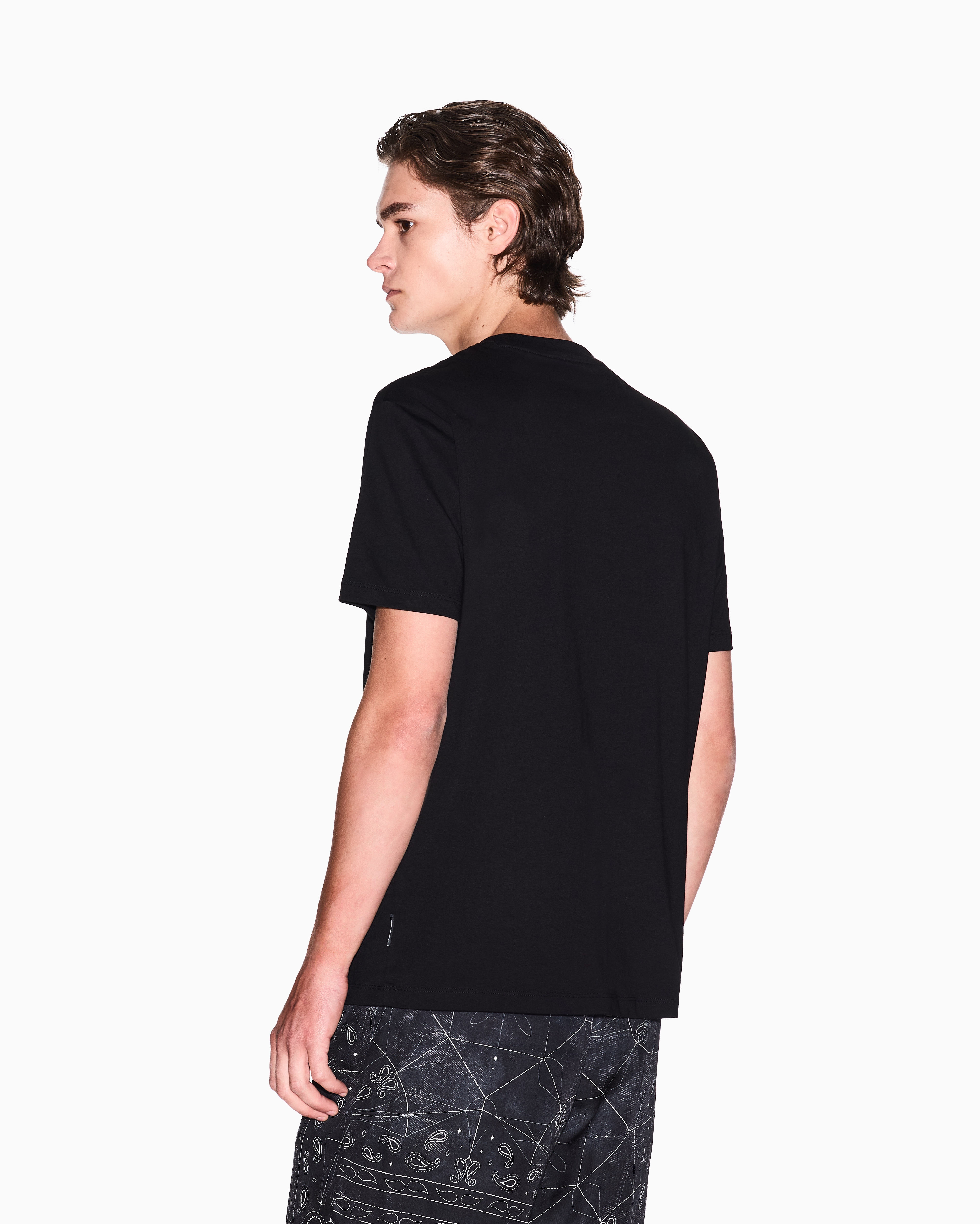Armani Exchange - Regular fit T-shirt with patterned pocket, Man, Black, Size: