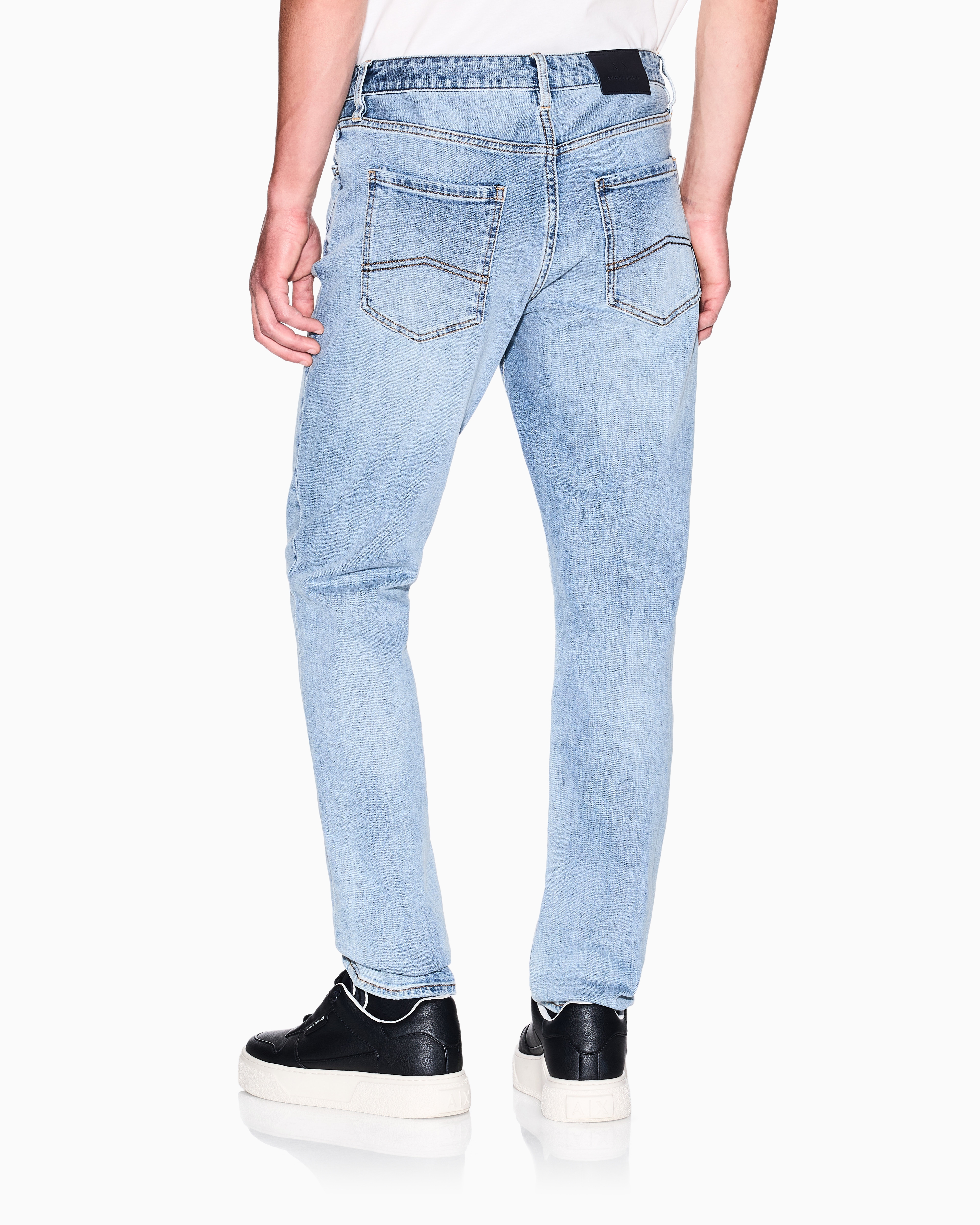Armani Exchange - J14 skinny fit jeans stone washed cotton denim, Man, Blue, Size: