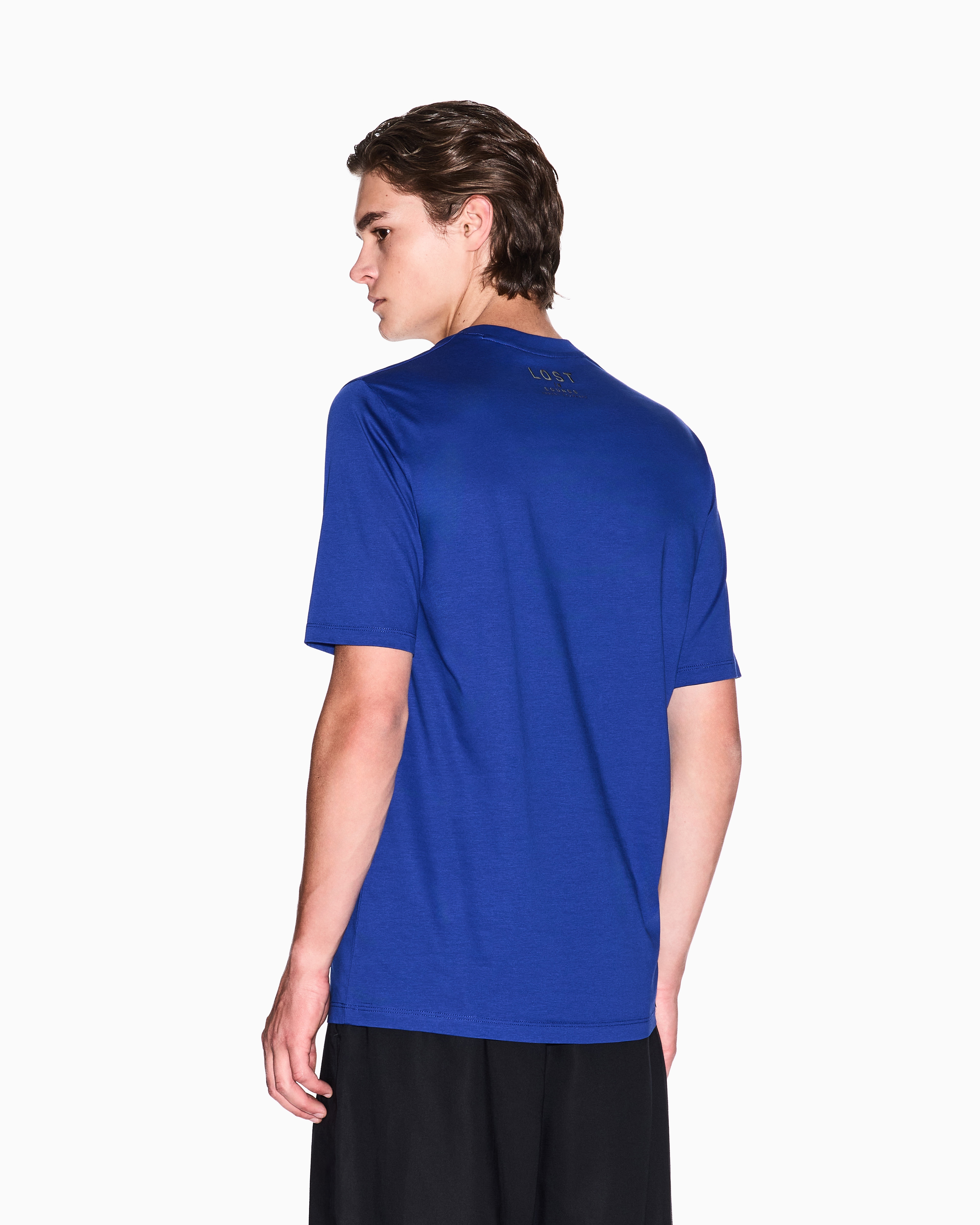 Armani Exchange - Slim fit T-shirt with V-neck, Man, Blue, Size: