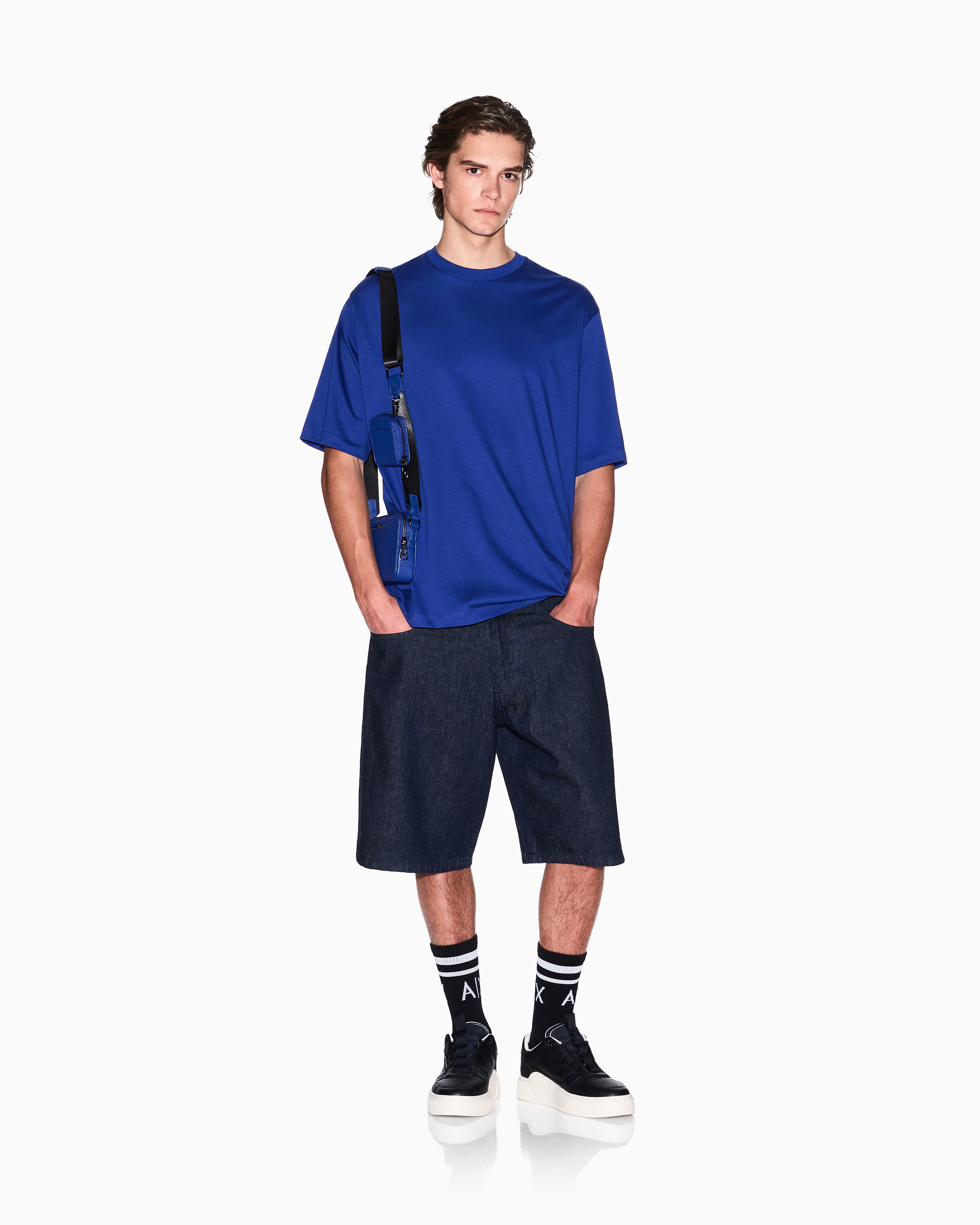 Armani Exchange - Basic loose fit t-shirt, Man, Blue, Size: