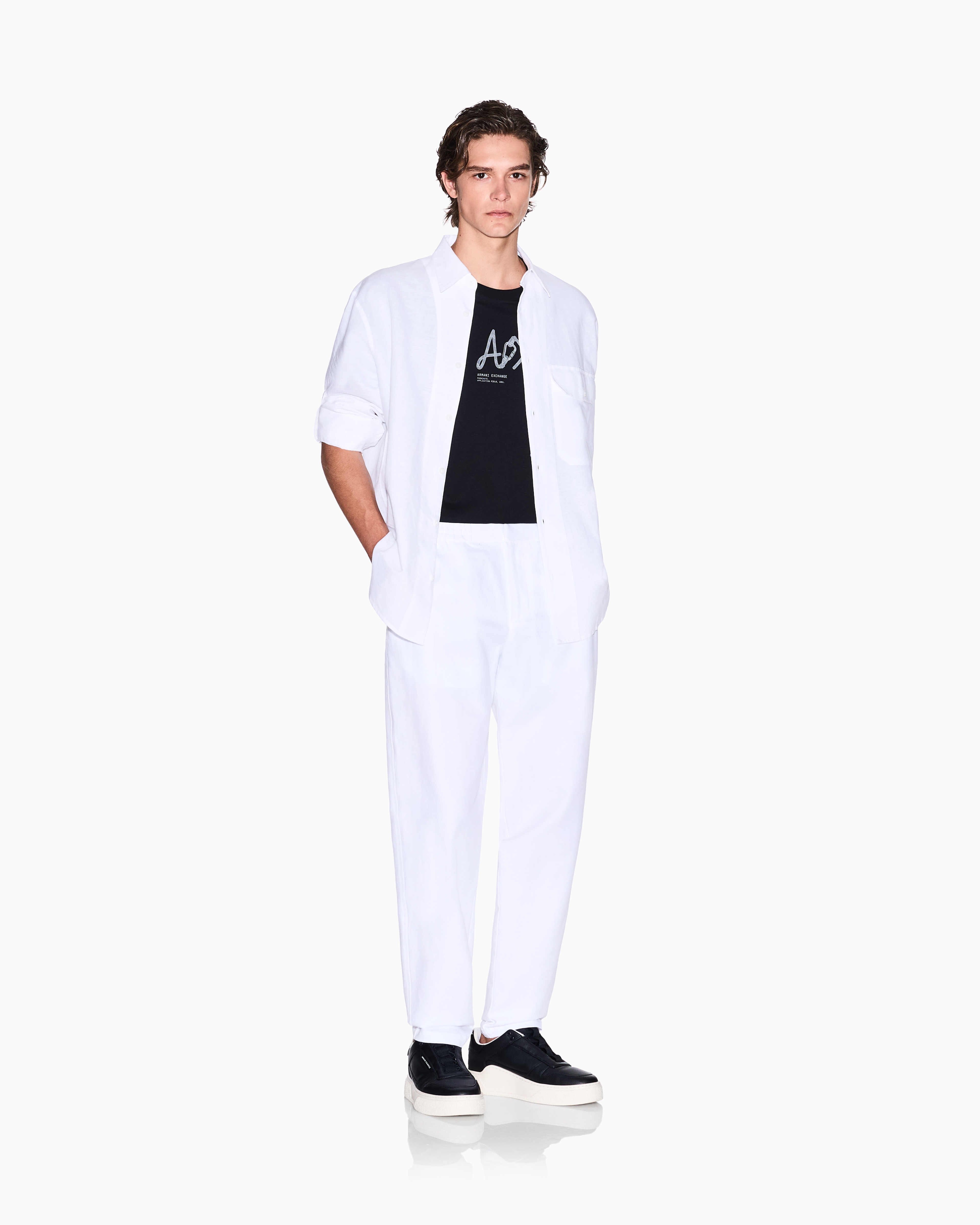 Armani Exchange - Casual Shirts, Man, White, Size: XXL