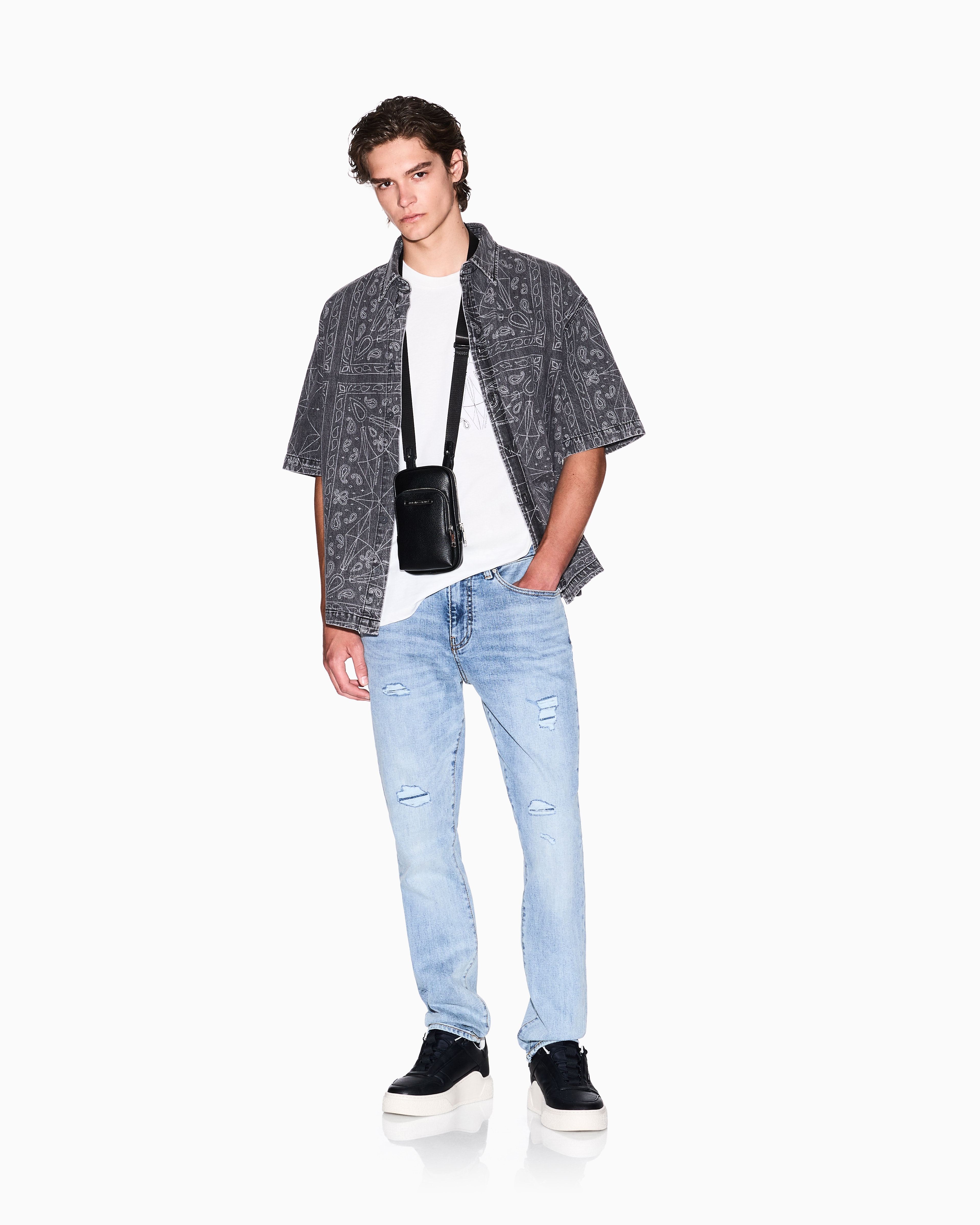 Armani Exchange - Regular fit shirt with kaleidoscope print, Man, Black, Size:
