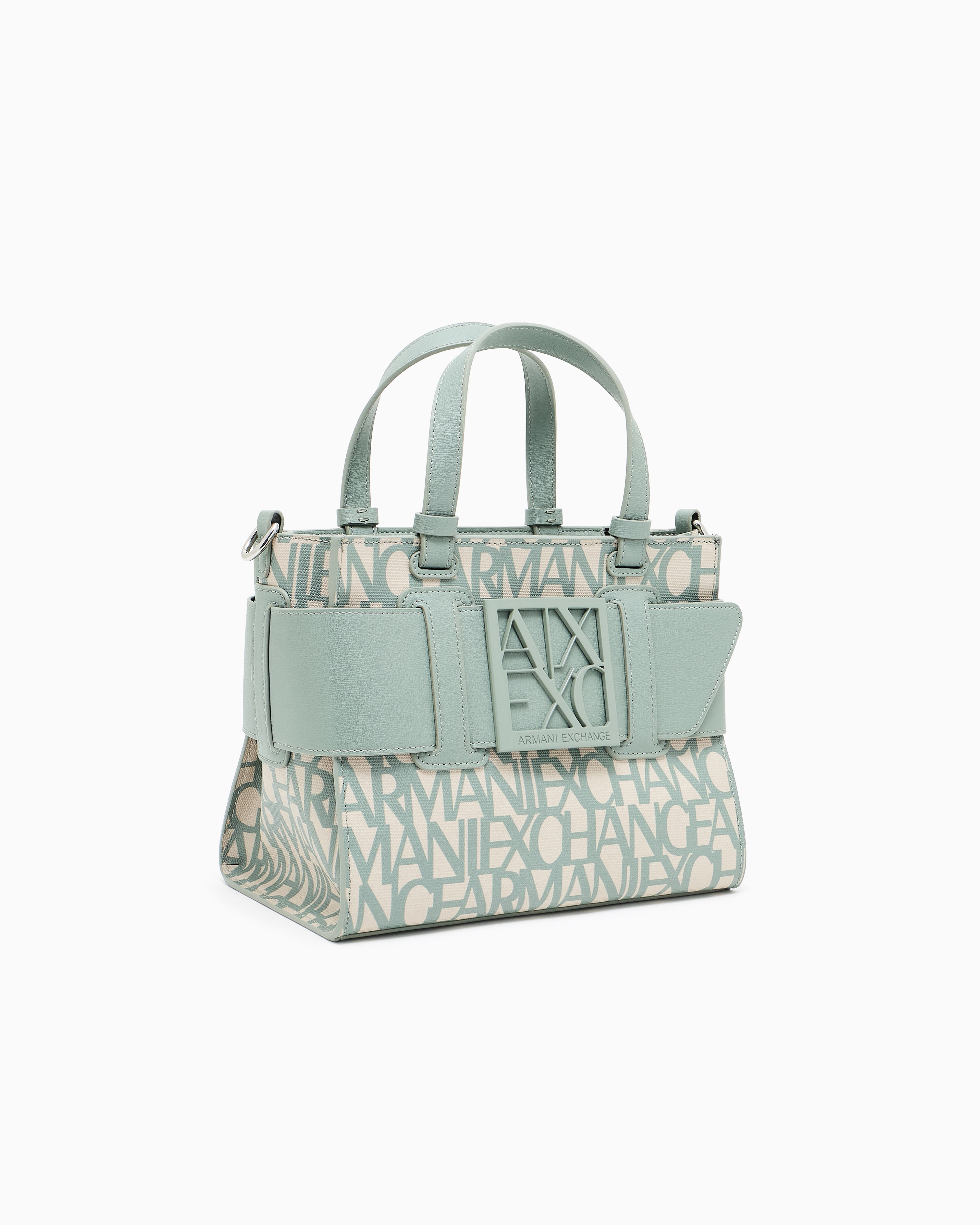 Armani Exchange Medium Tote Bag With Contrasting Detail In Green