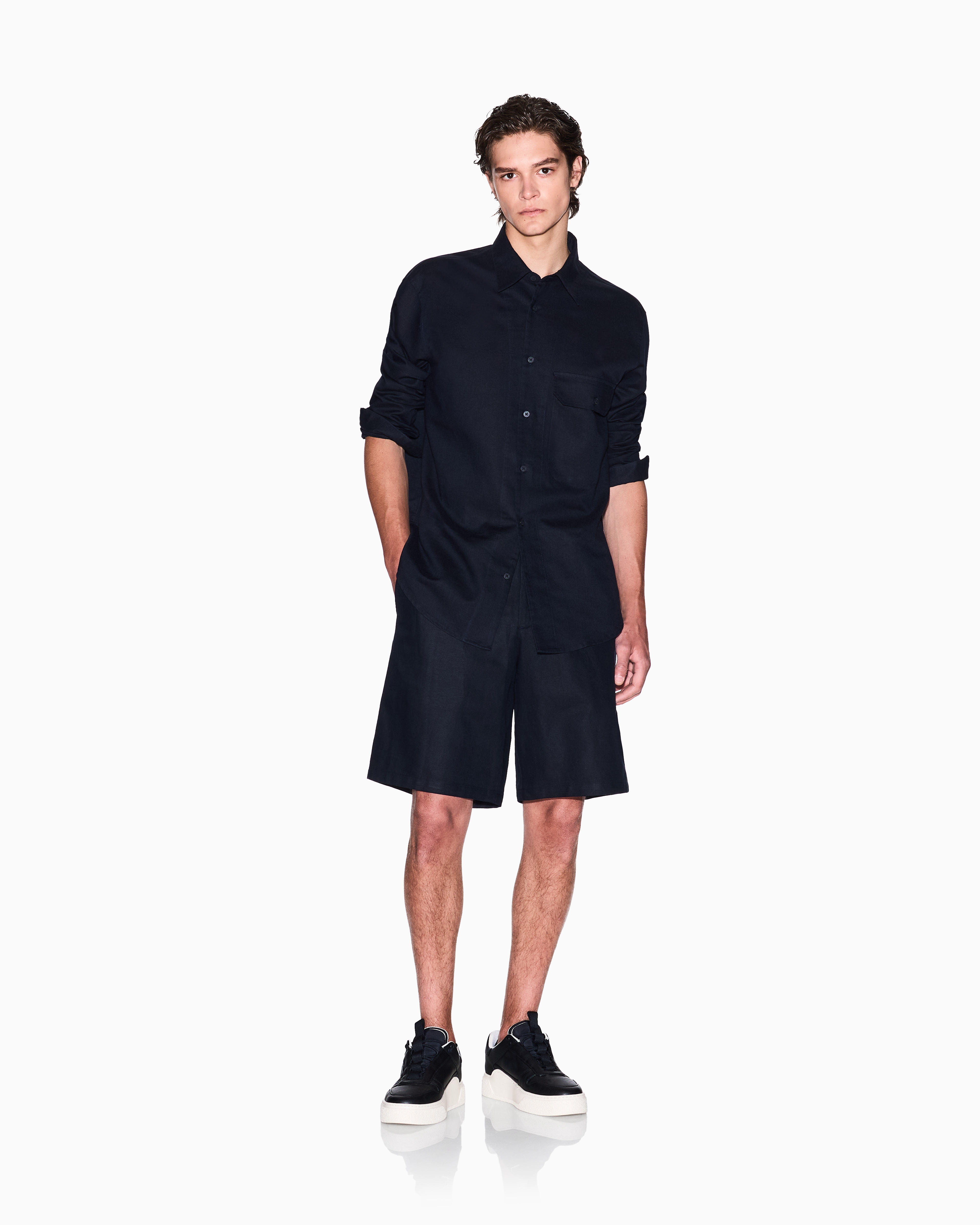 Armani Exchange - Shorts, Man, Navy Blue, Size: 34