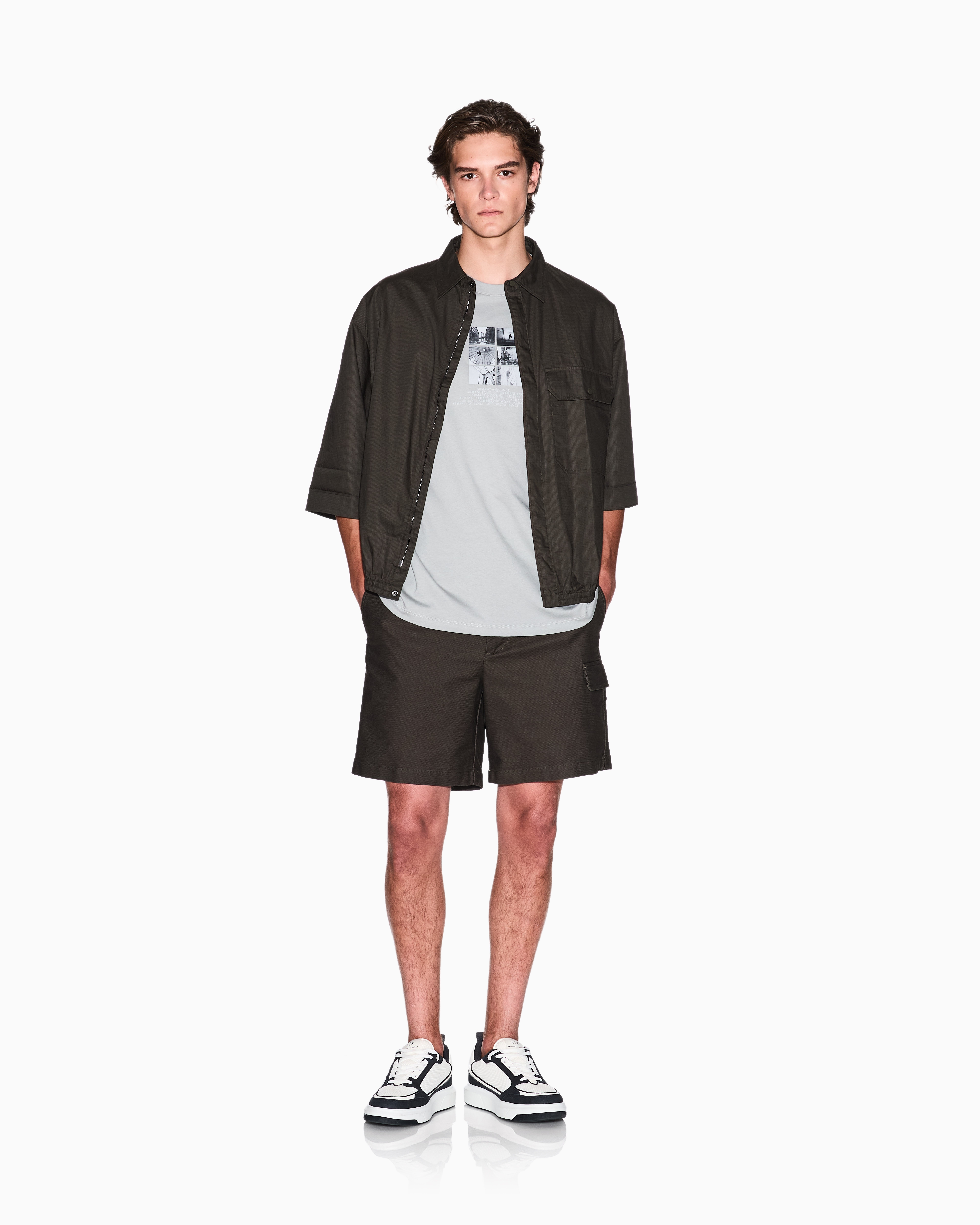 Armani Exchange - Regular fit T-shirt with photo print, Man, Grey, Size: