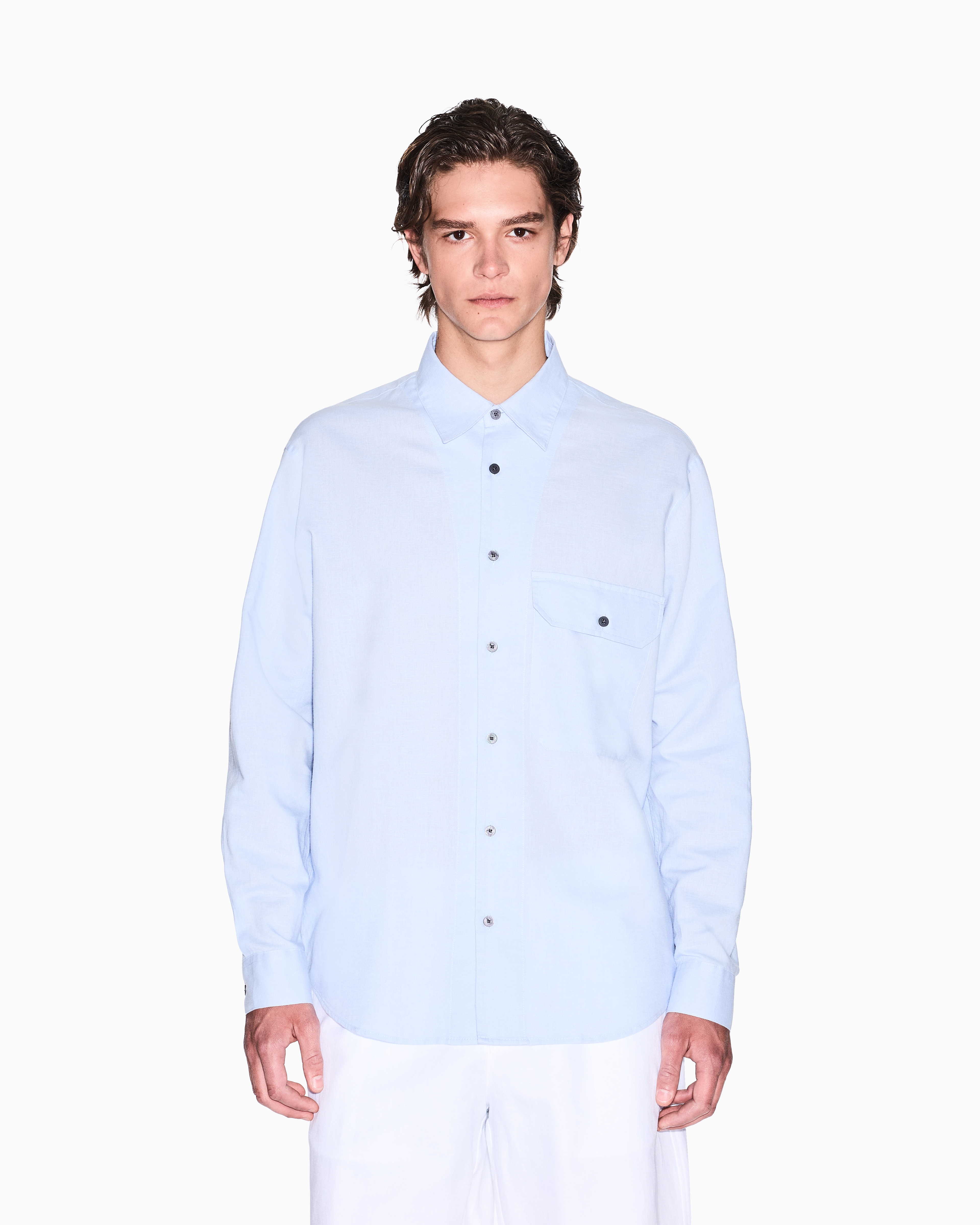 Armani Exchange - Casual Shirts, Man, Light Blue, Size: XXL