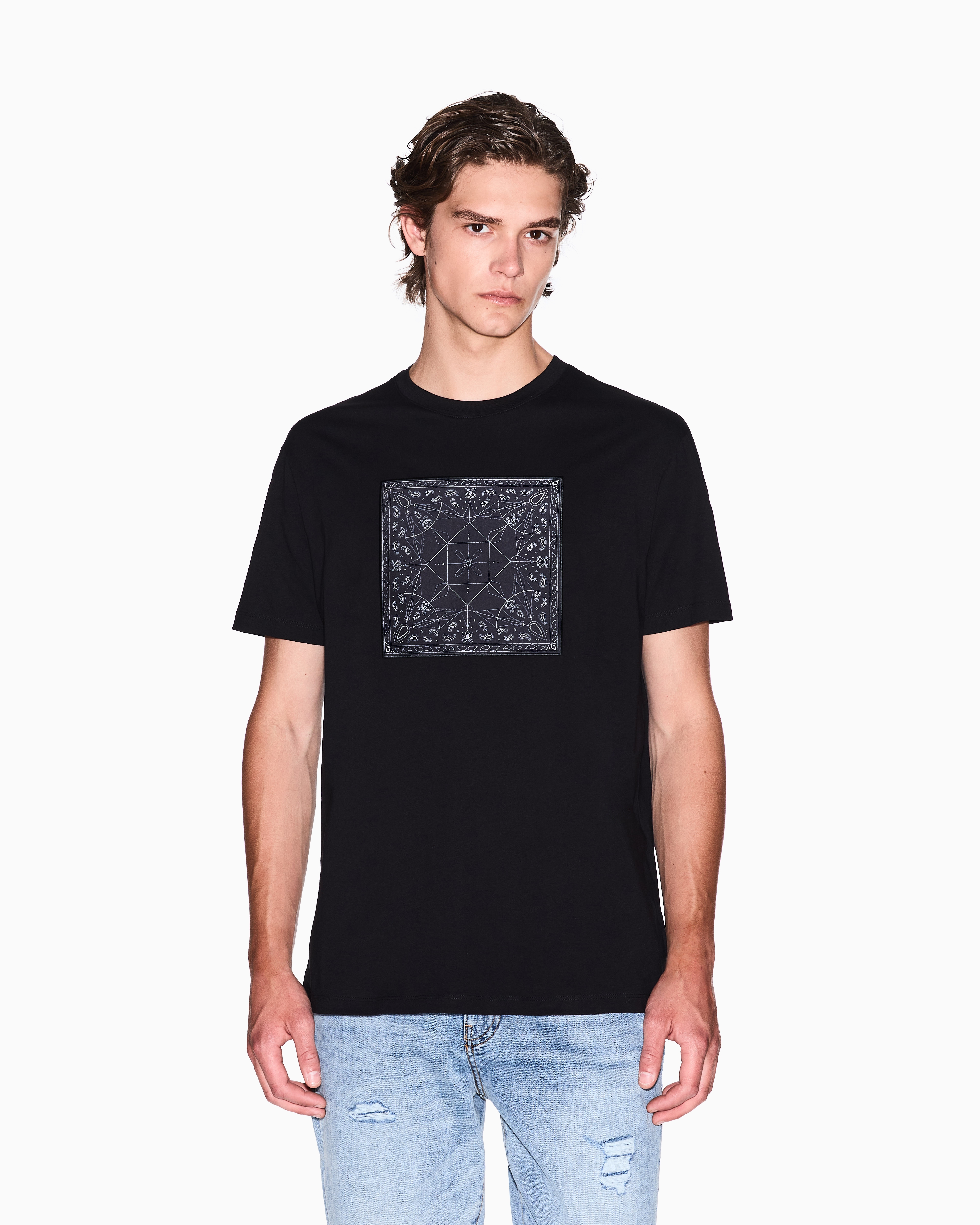 Armani Exchange - Regular fit T-shirt with kaleidoscope print, Man, Black, Size: