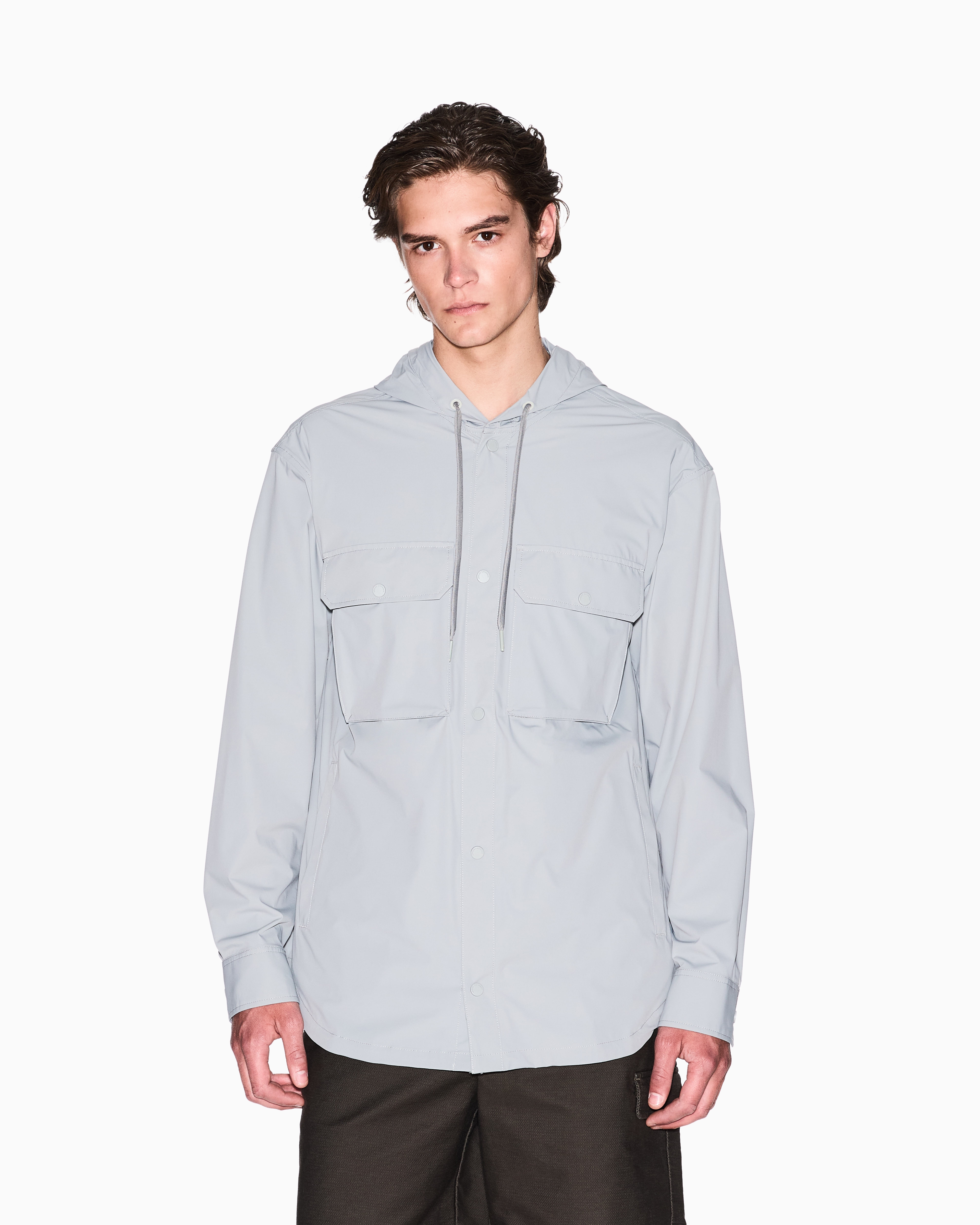 Armani Exchange - Long stretch nylon caban, Man, Grey, Size: