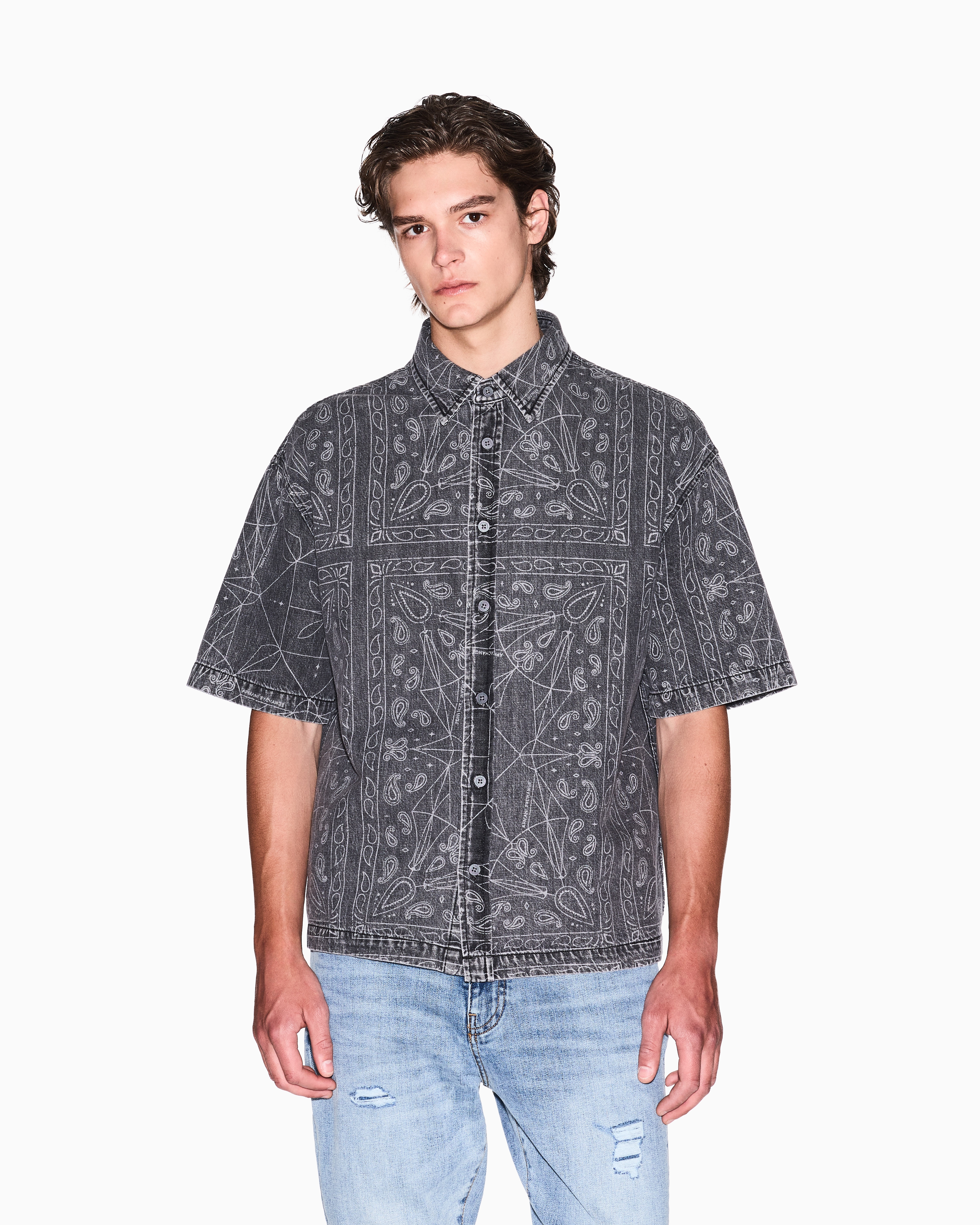 Armani Exchange - Regular fit shirt with kaleidoscope print, Man, Black, Size: