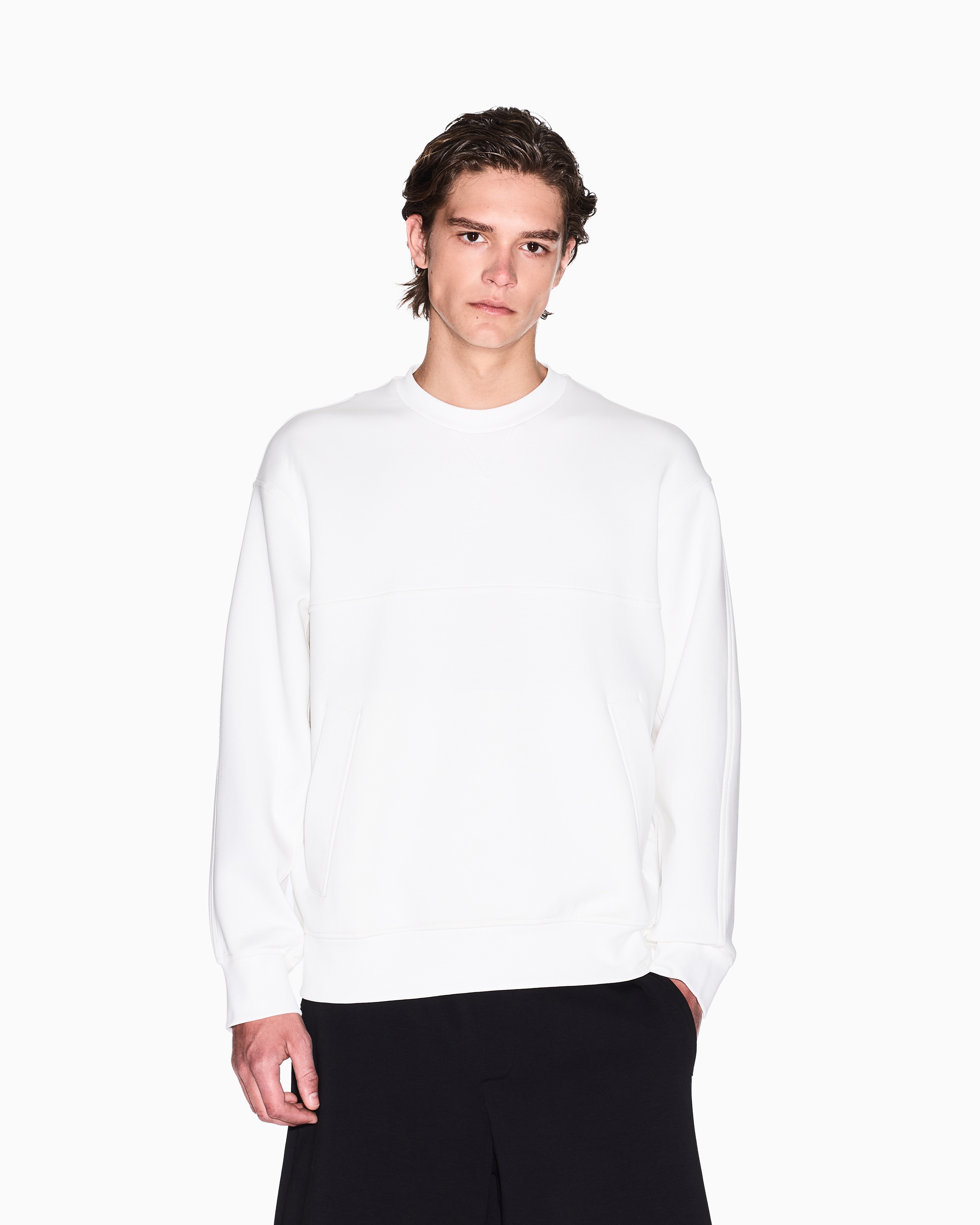 Armani Exchange - Bonded cotton crewneck sweatshirt, Man, White, Size: