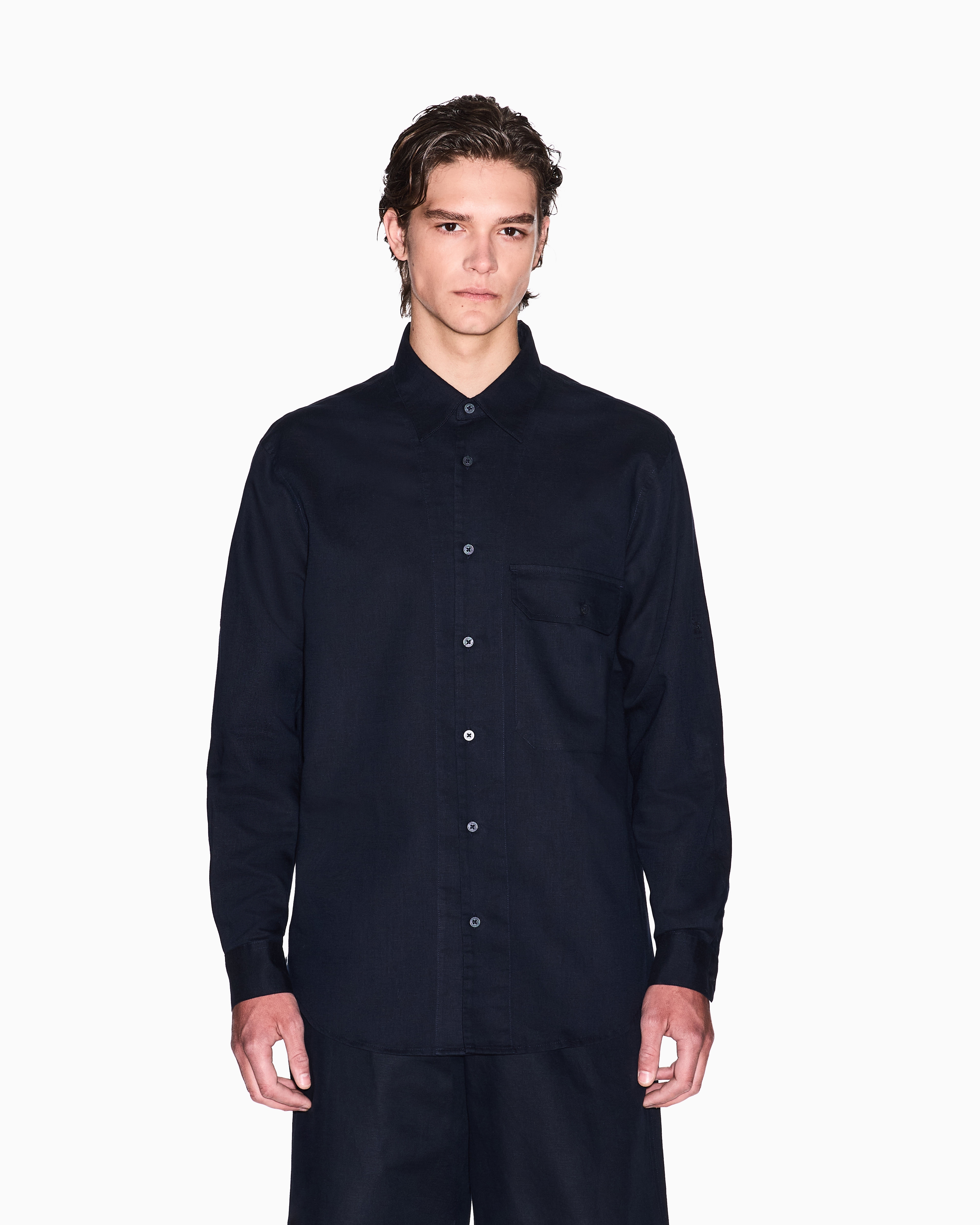Armani Exchange - Casual Shirts, Man, Navy Blue, Size: