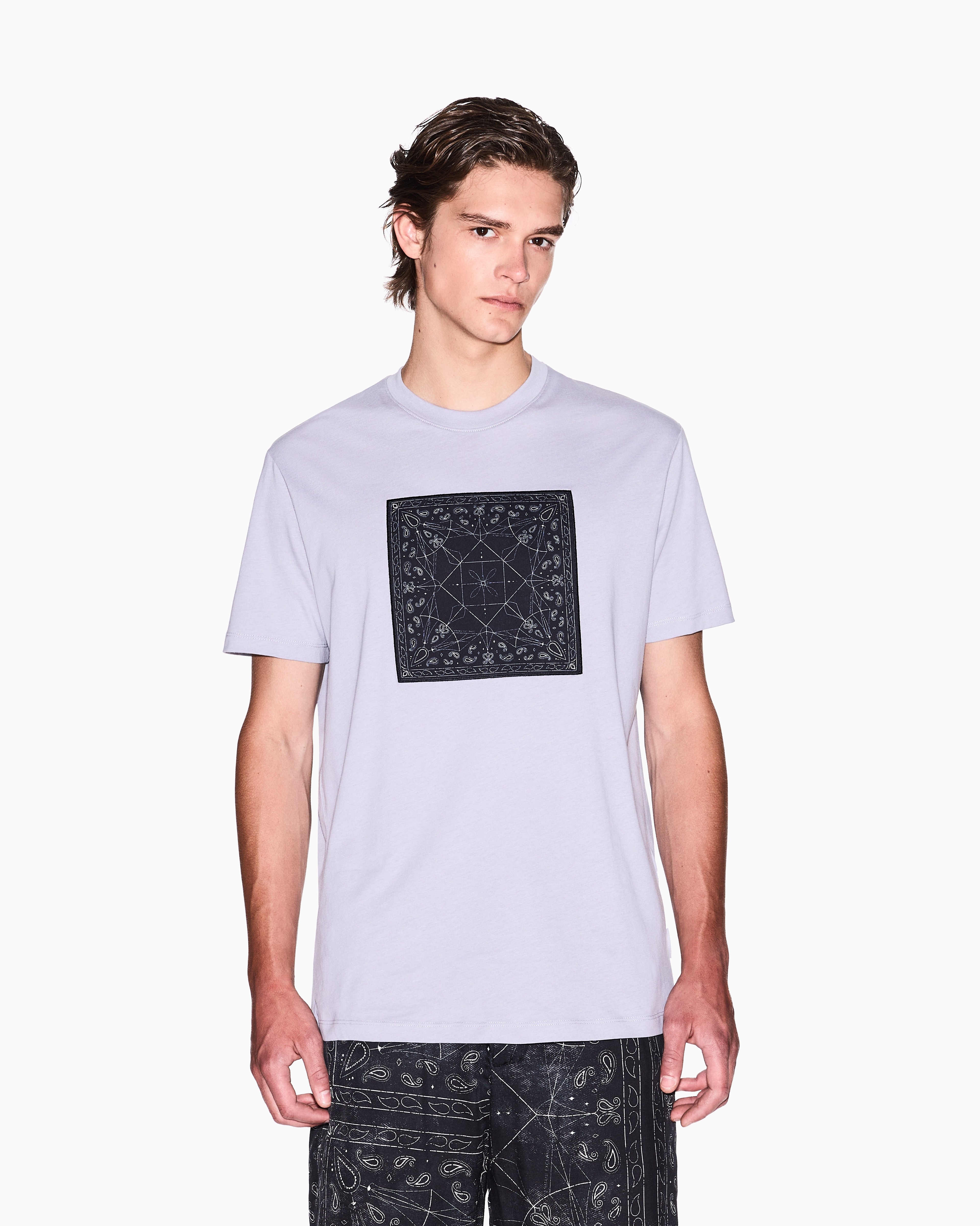 Armani Exchange - Regular fit T-shirt with kaleidoscope print, Man, Purple, Size: