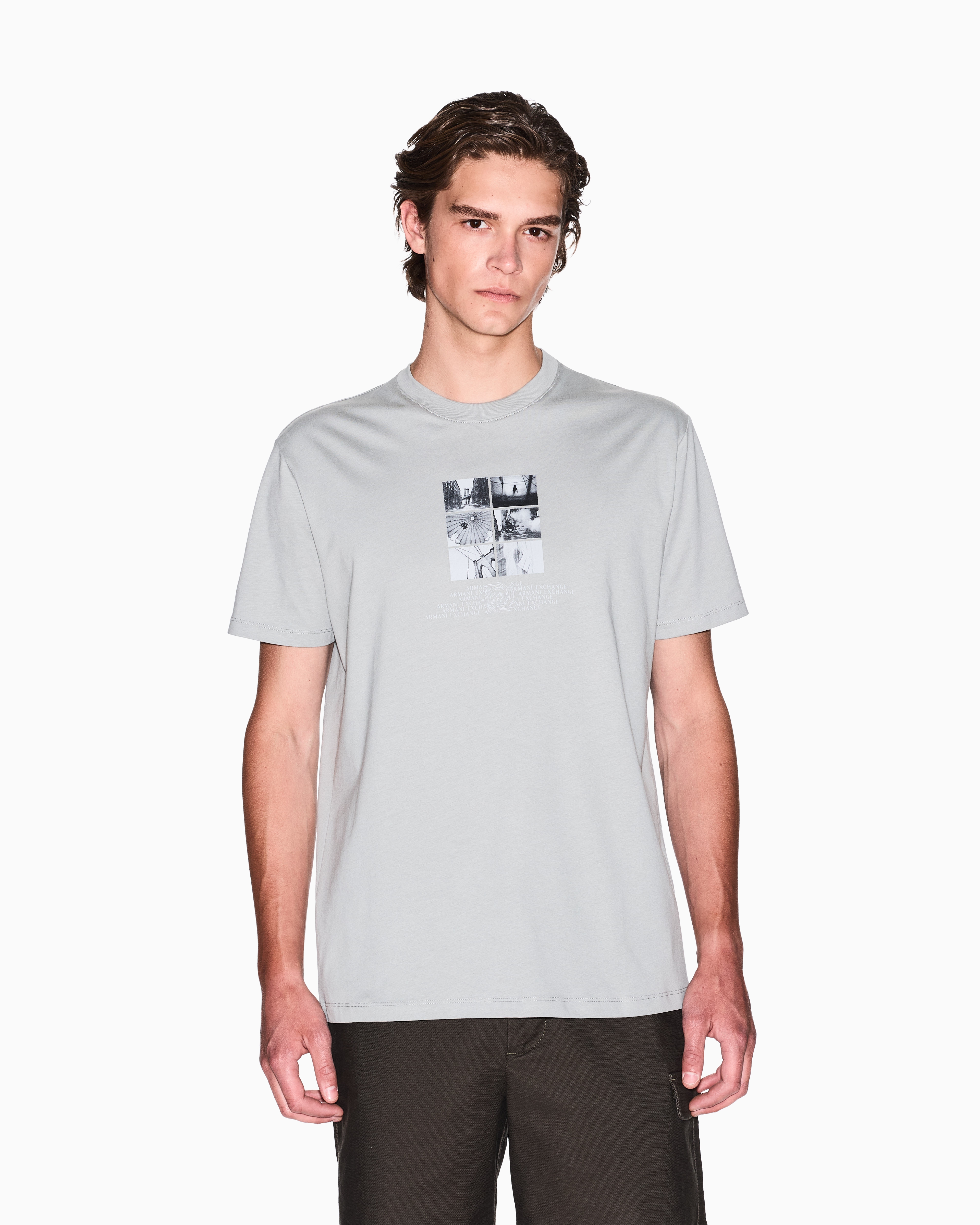 Armani Exchange - Regular fit T-shirt with photo print, Man, Grey, Size: