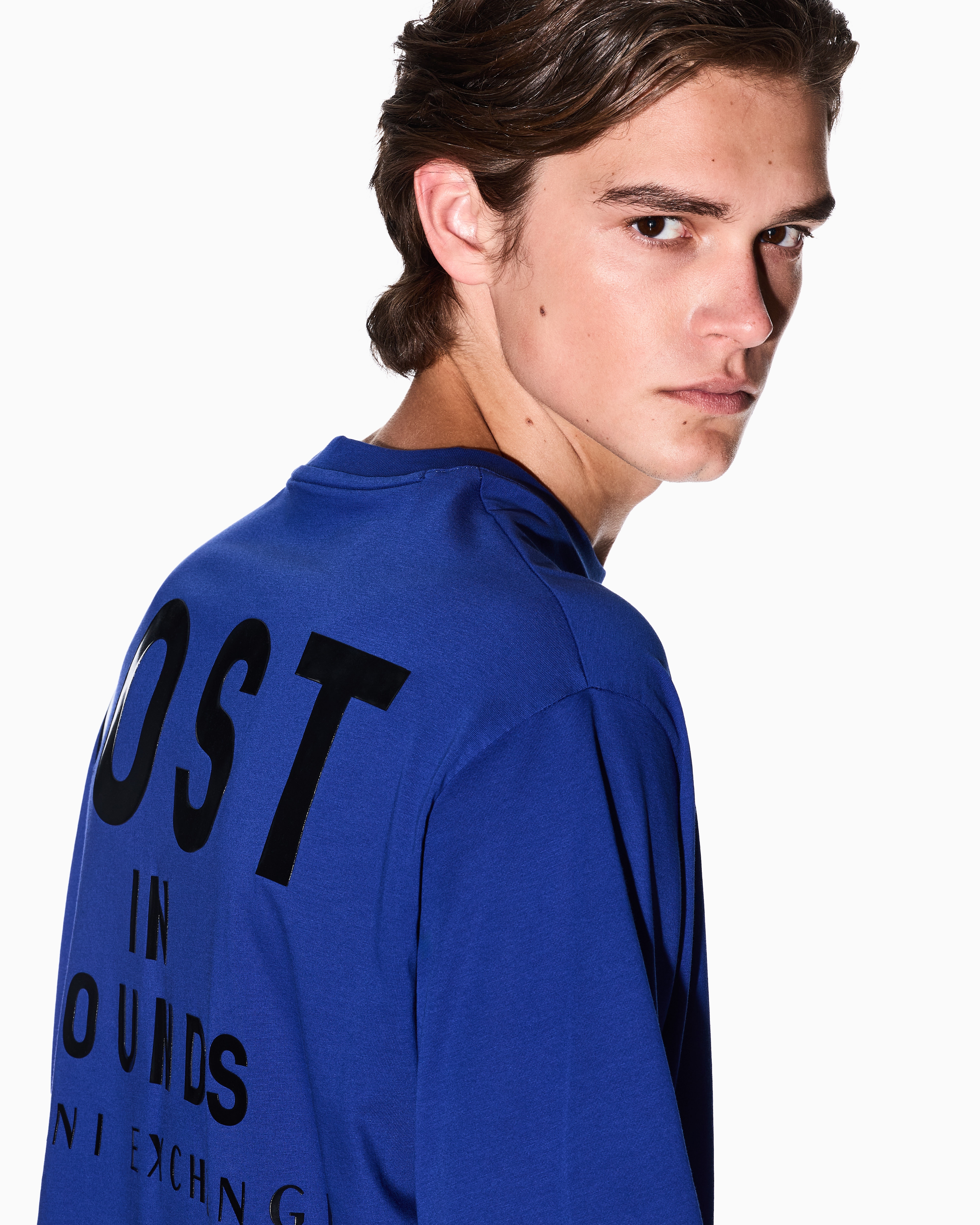 Armani Exchange - Basic loose fit t-shirt, Man, Blue, Size: