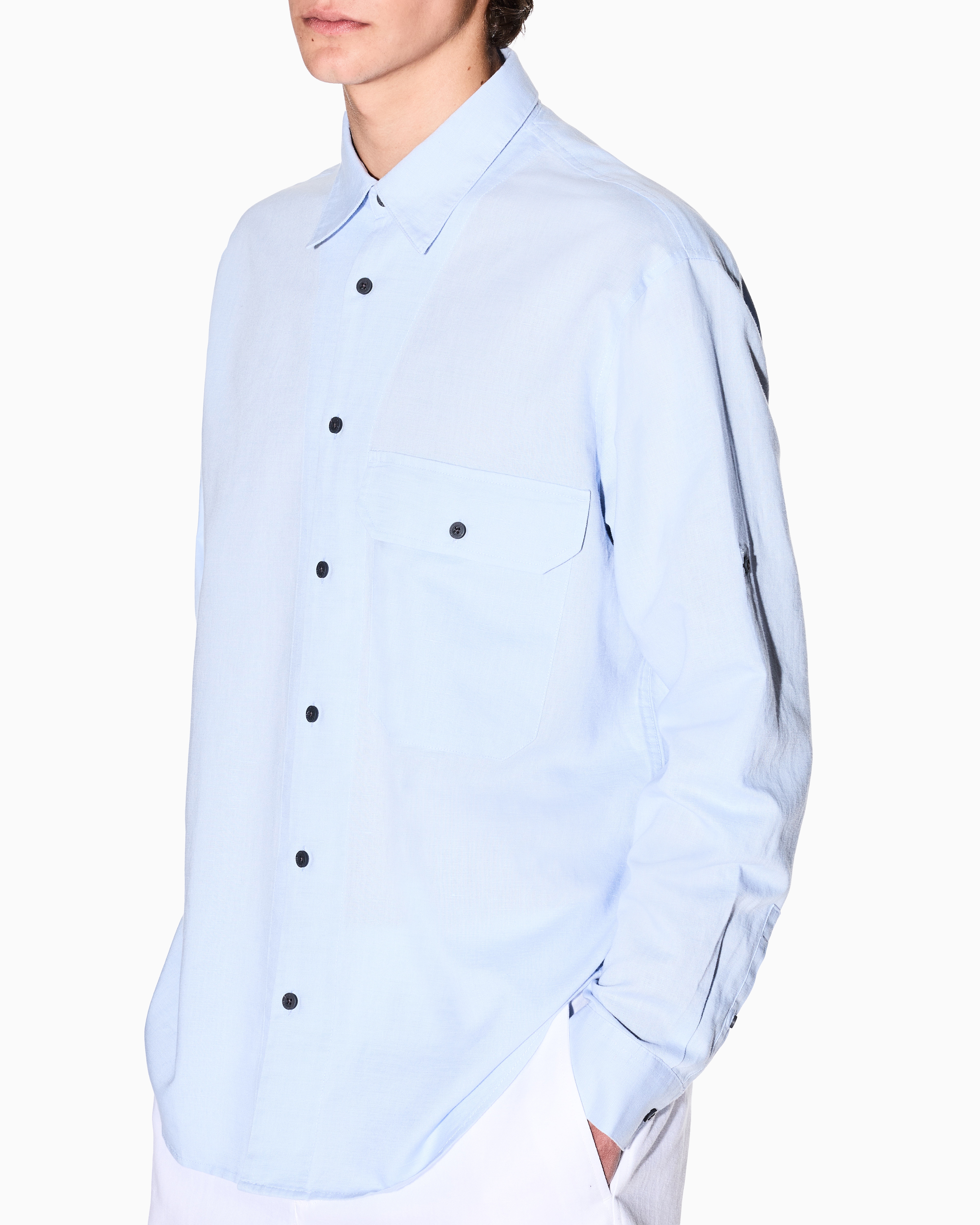 Armani Exchange - Casual Shirts, Man, Light Blue, Size: XXL