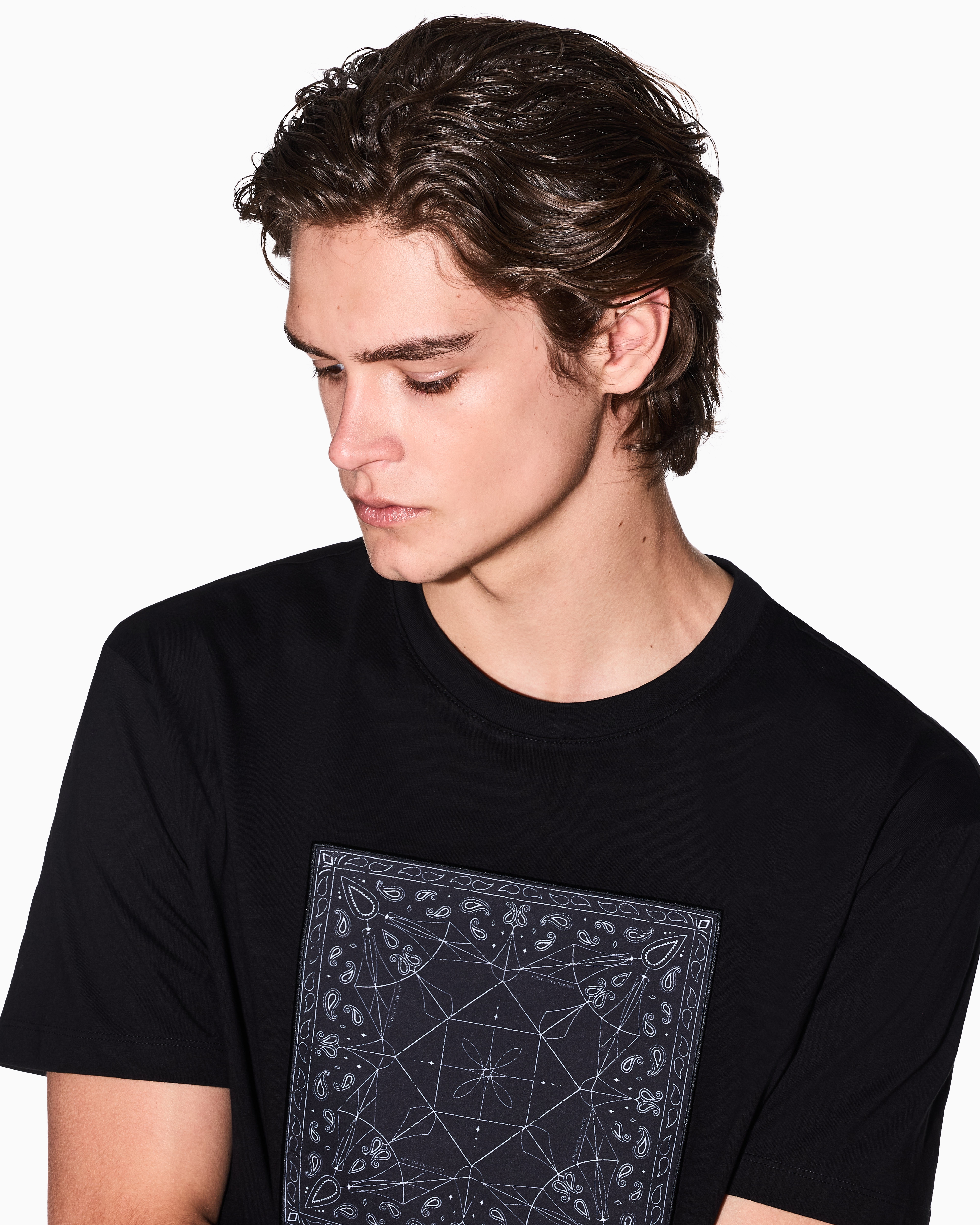 Armani Exchange - Regular fit T-shirt with kaleidoscope print, Man, Black, Size: