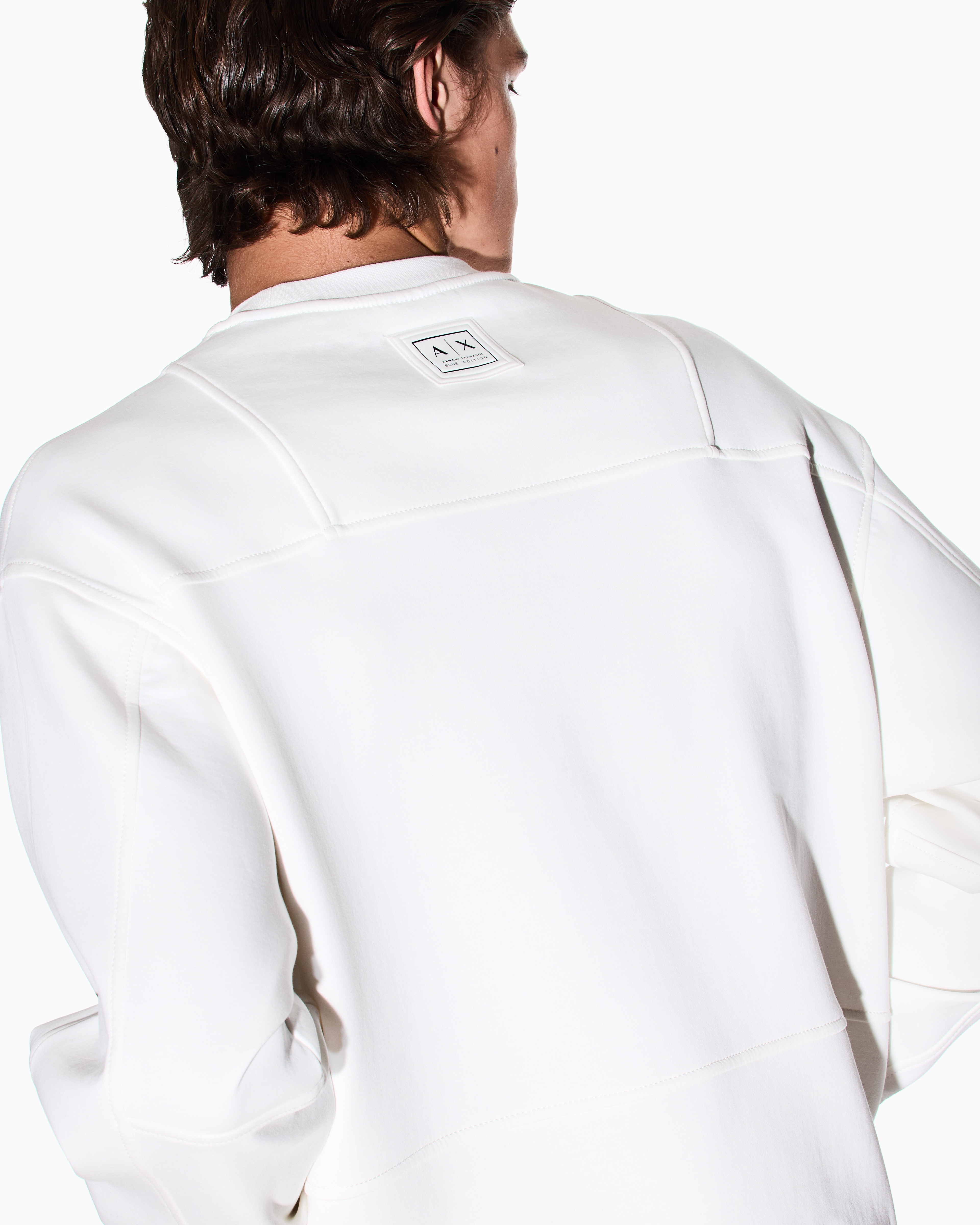 Armani Exchange - Bonded cotton crewneck sweatshirt, Man, White, Size: