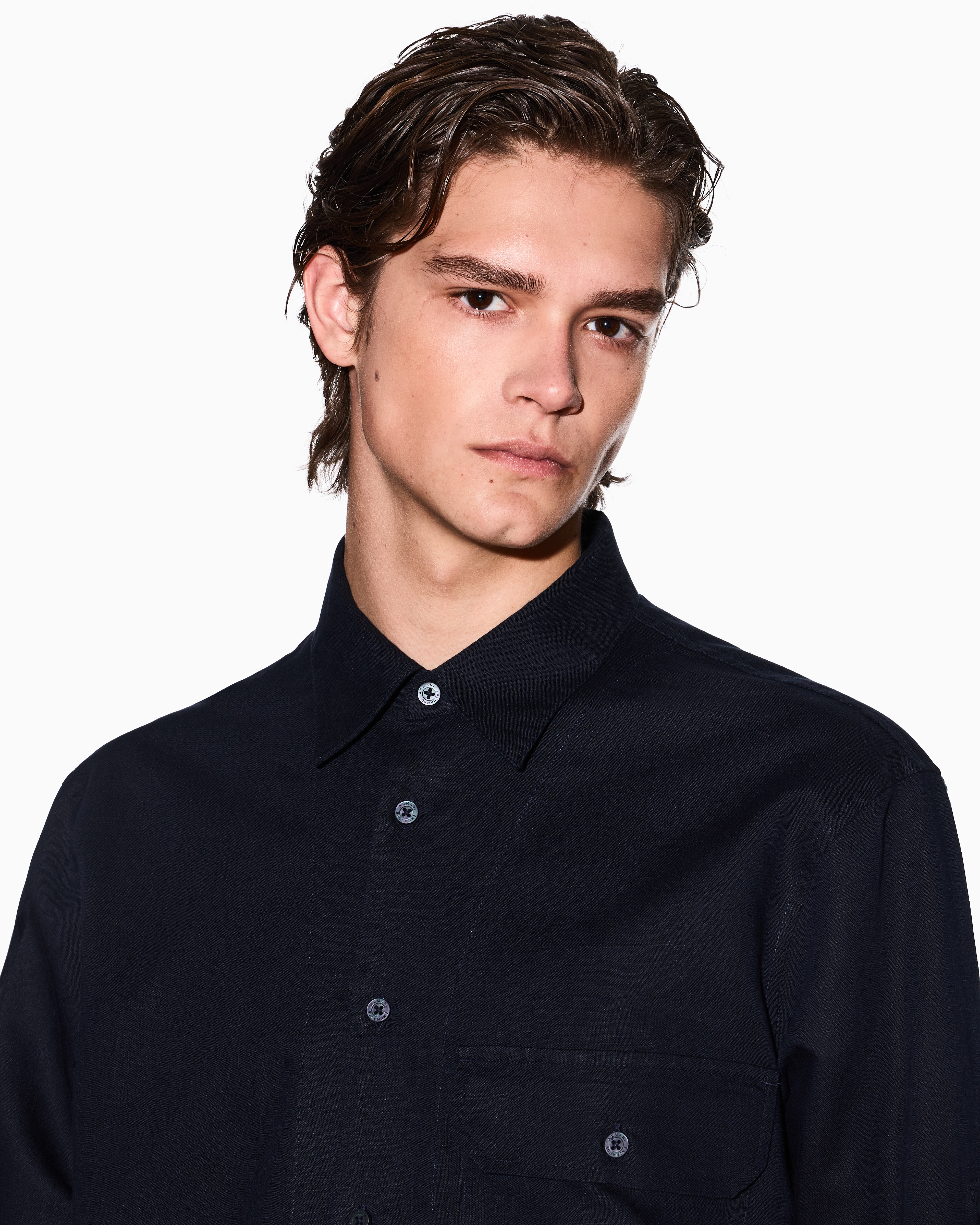 Armani Exchange - Casual Shirts, Man, Navy Blue, Size: